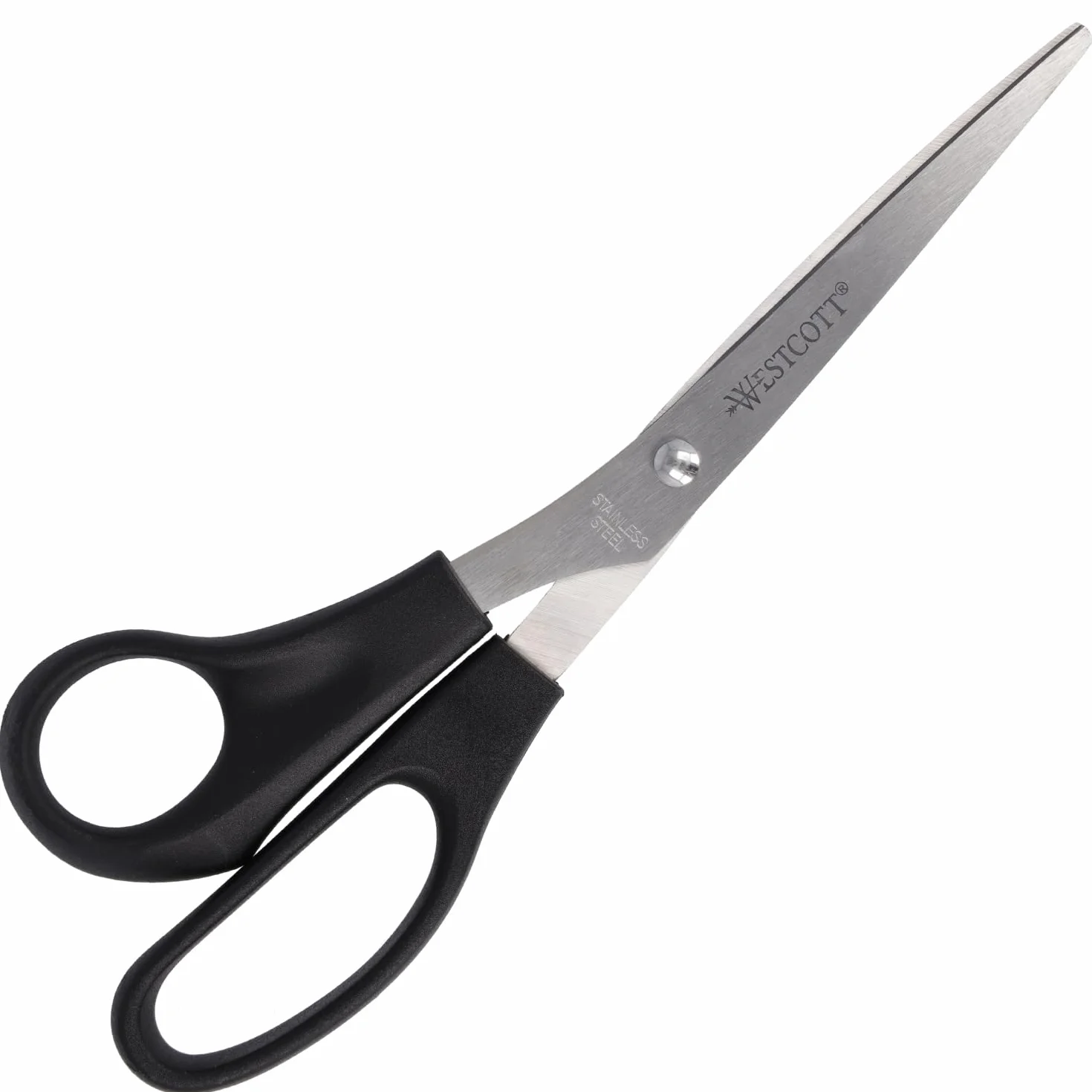 Westcott E-31182 00 nożyczki biurowe, nierdzewne, proste, asymetryczne z długim okiem dla leworęcznych, 21 cm, czarne