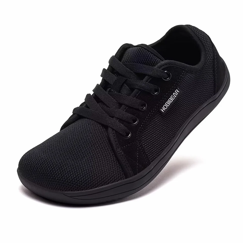 HOBIBEAR Unisex szerokie buty do chodzenia boso dla mężczyzn i kobiet, do biegania w terenie, minimalistyczne, lekkie i oddychające, czarny, 41 EU