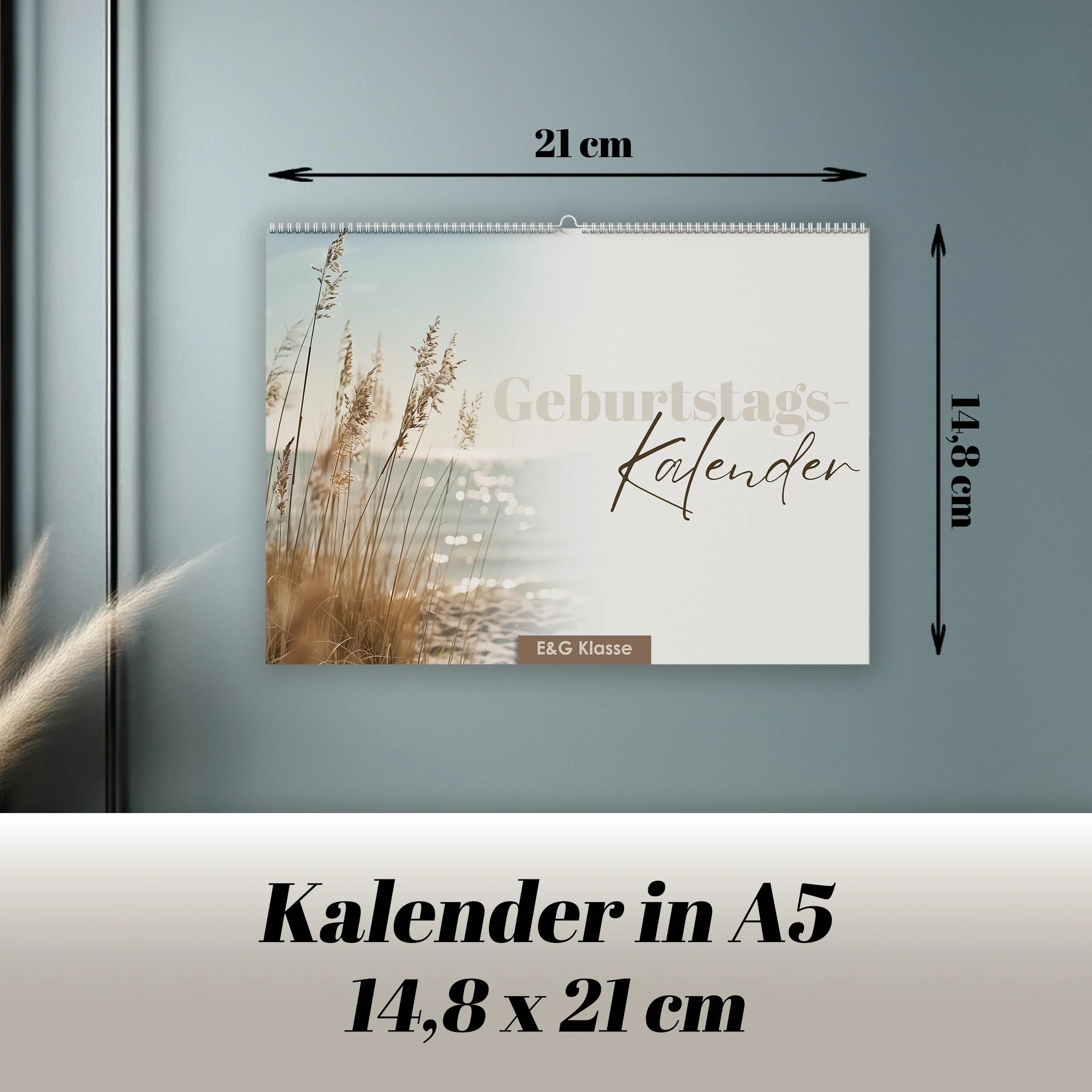 Kalendarz urodzinowy bez daty, planer urodzinowy, kalendarz ścienny A5, do wielokrotnego użytku, do zawieszenia, beżowy, styl boho, naturalny