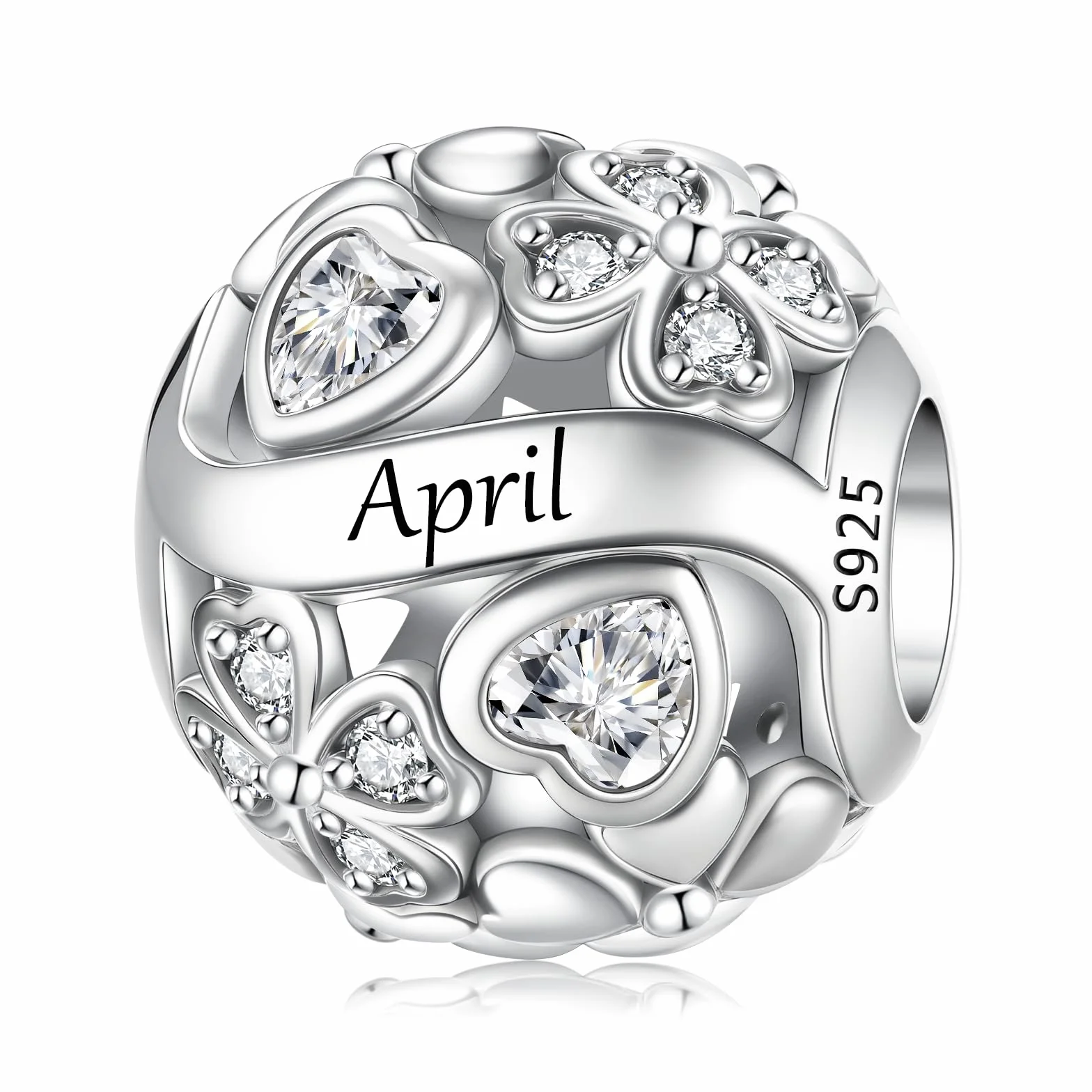 LNQOBU Birthstone Charms do bransoletek Pandora, srebro wysokiej próby 925, zawieszka w kształcie serca w kształcie serca, prezent urodzinowy dla kobiet