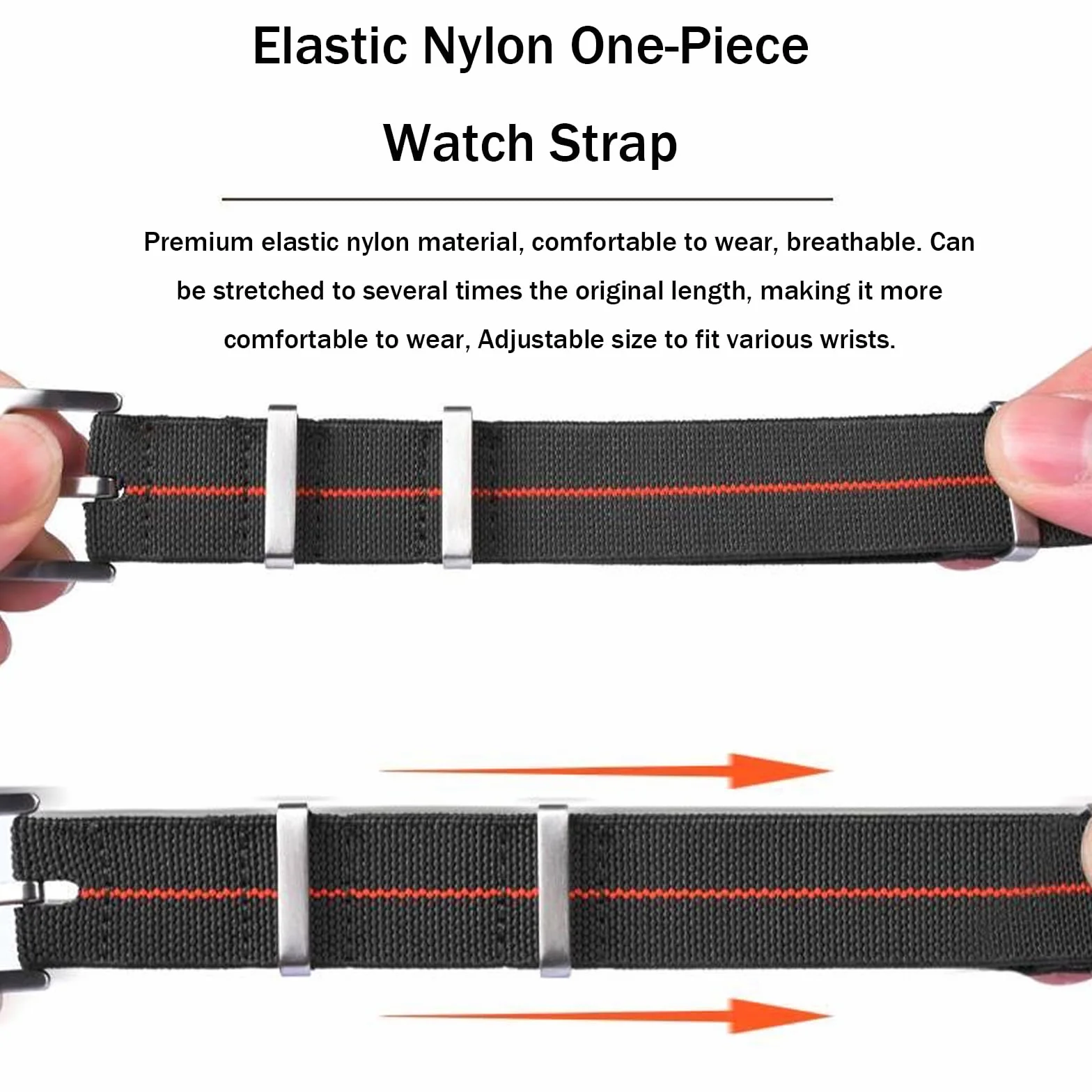 Pasek do zegarka z nylonu elastycznego w stylu wojskowym, 18, 20, 22mm, z wysokiej jakości nylonu, w paski, jednoczęściowy, do zegarka, do smartwatcha, wymienny, dla mężczyzn i kobiet