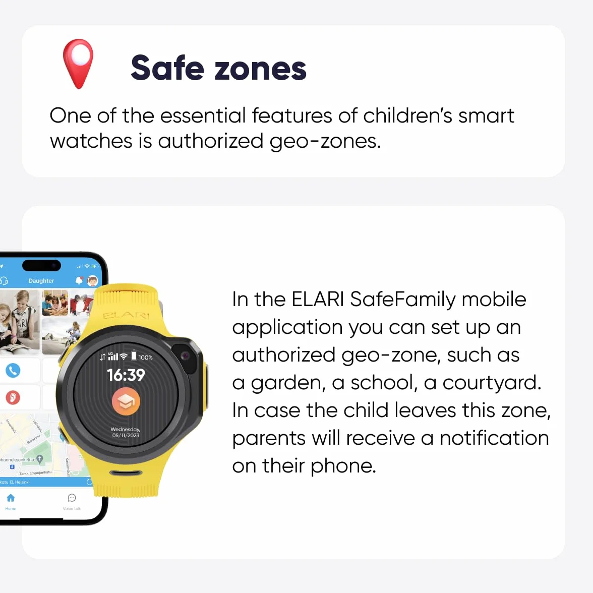 Elari Zegarek dziecięcy 4G z funkcją GPS i połączeniami, tracker GPS, wodoszczelny, dwukierunkowy zegarek audio i wideo, SOS, alarm zapobiegający zgubieniu, aparat fotograficzny, MP3 KidPhone 4GR