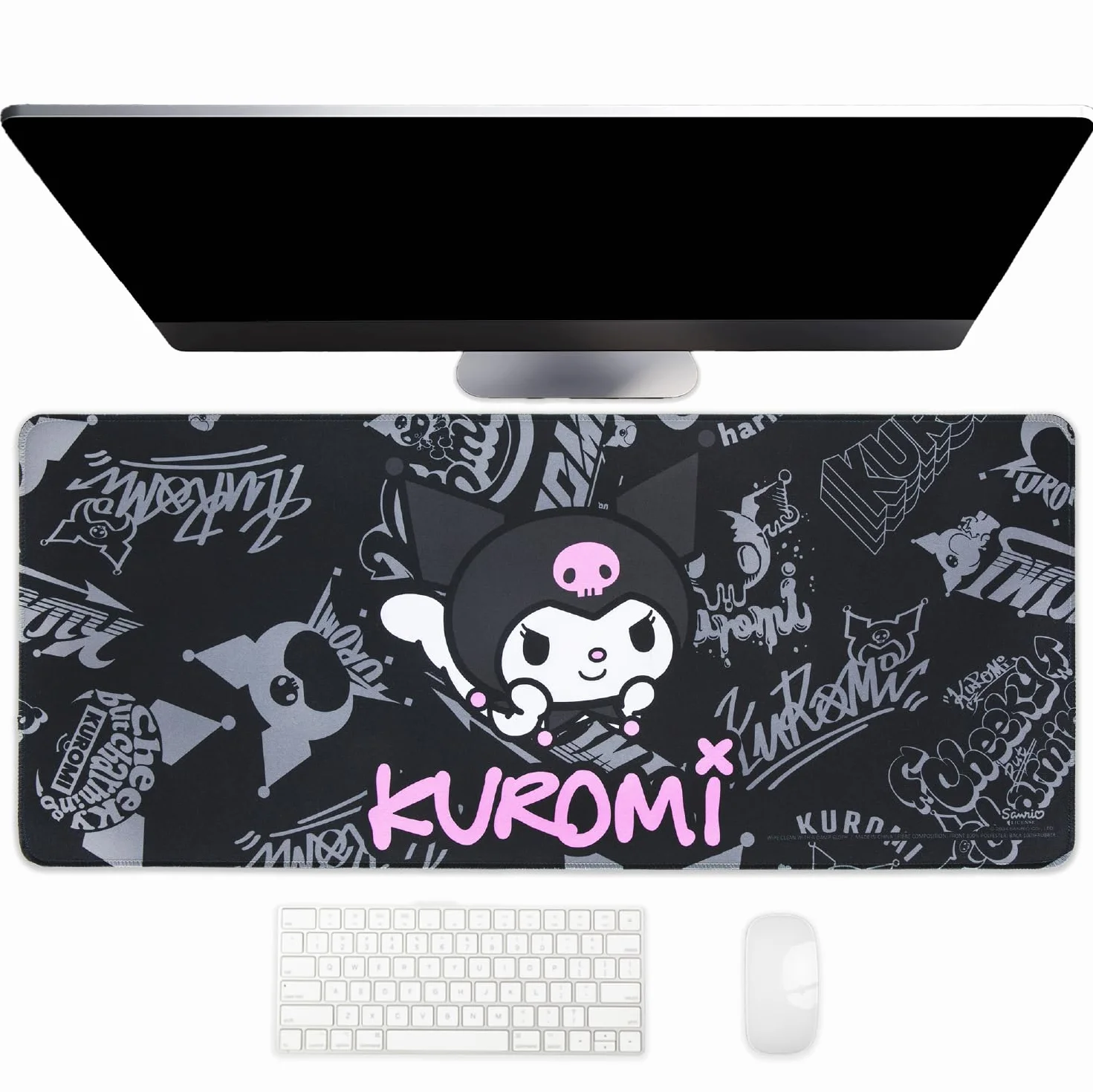 Hello Kitty Jumbo Kuromi podkładka na biurko, duża podkładka pod mysz na biurko, kawaii, dekoracja na biurko, uroczy Hello Kitty, 70 x 30 cm