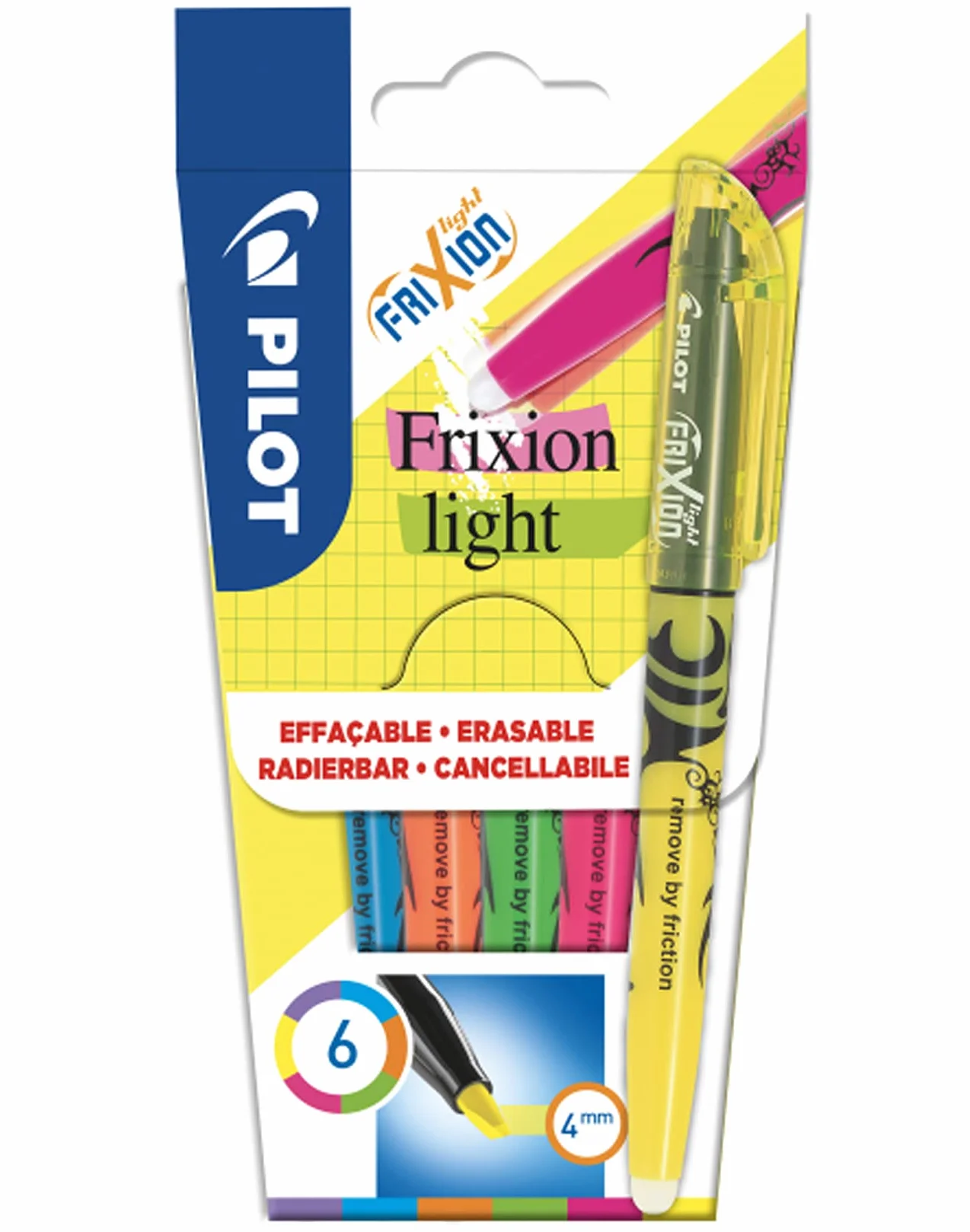 Pilot Pen Frixion Light Zestaw Markerów, Wielokolorowy, 6 Sztuk