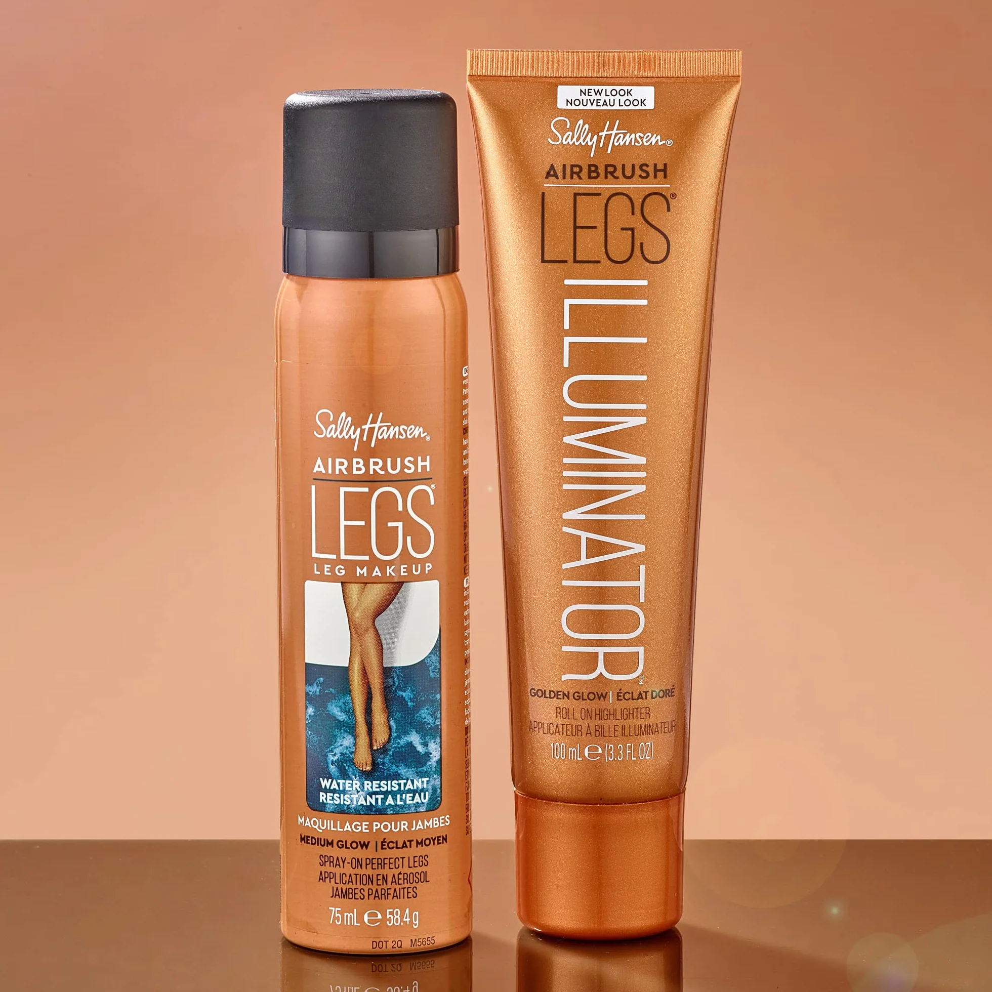 Sally Hansen AirbruSally Hansen Legs wodoodporne rajstopy w sprayu maskujące niedoskonałości, formuła wzbogacona o algi czerwone, nr 2 – Medium Glow