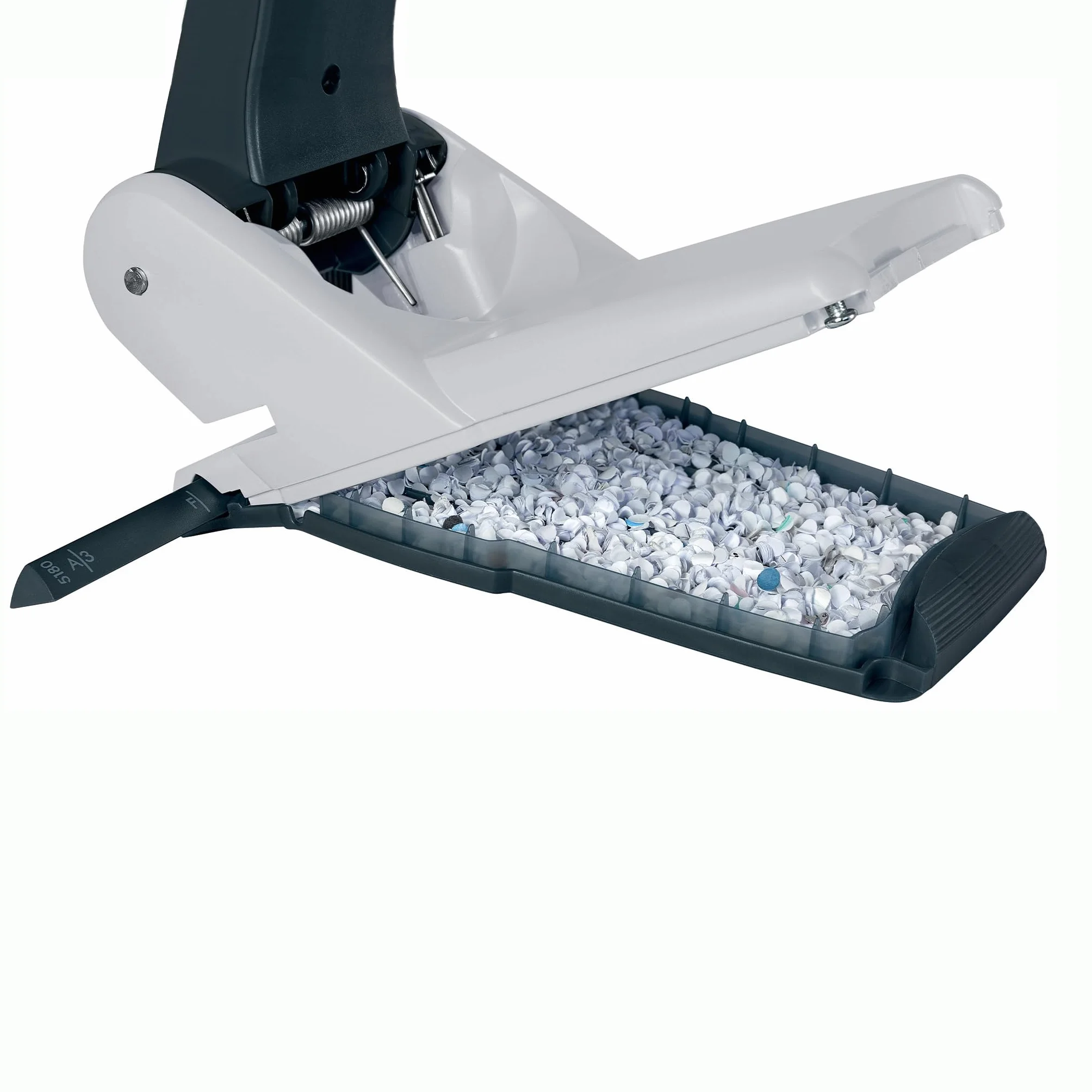 Leitz Bardzo mocny dziurkacz do rejestru, metal, nadaje się do 65 arkuszy, szyna ograniczająca z formatem, ergonomiczny kształt dzięki wgłębieniu uchwytu, niebieski, 51800035