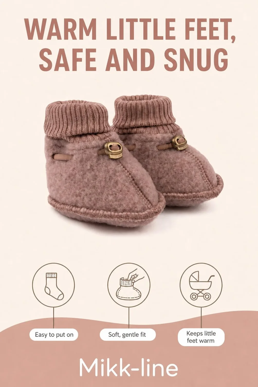 Mikk-line Woll kapcie dziecięce, certyfikat Öko-Tex 100, buty do raczkowania dla dziewczynek i chłopców, wełniane skarpety dziecięce 95% wełna - 100% bez mulesingu | buty do nauki chodzenia dla