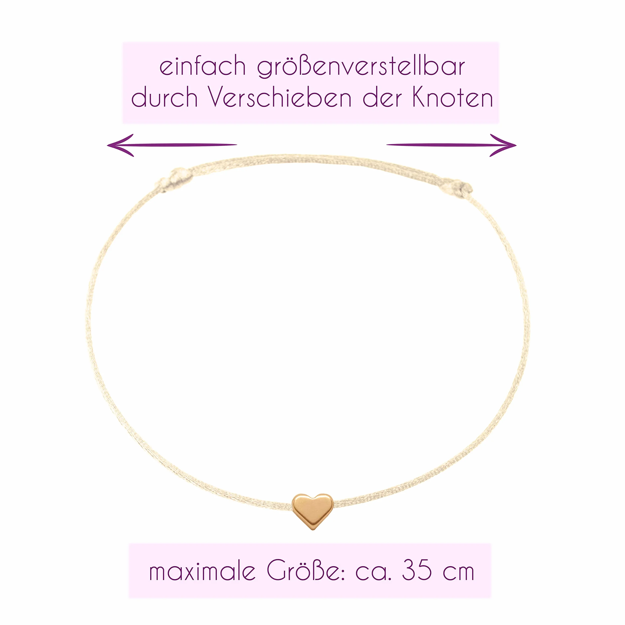 Selfmade Jewelry Łańcuszek na stopę w kształcie serca, regulowany rozmiar, ręcznie wykonany w Niemczech, w zestawie opakowanie prezentowe