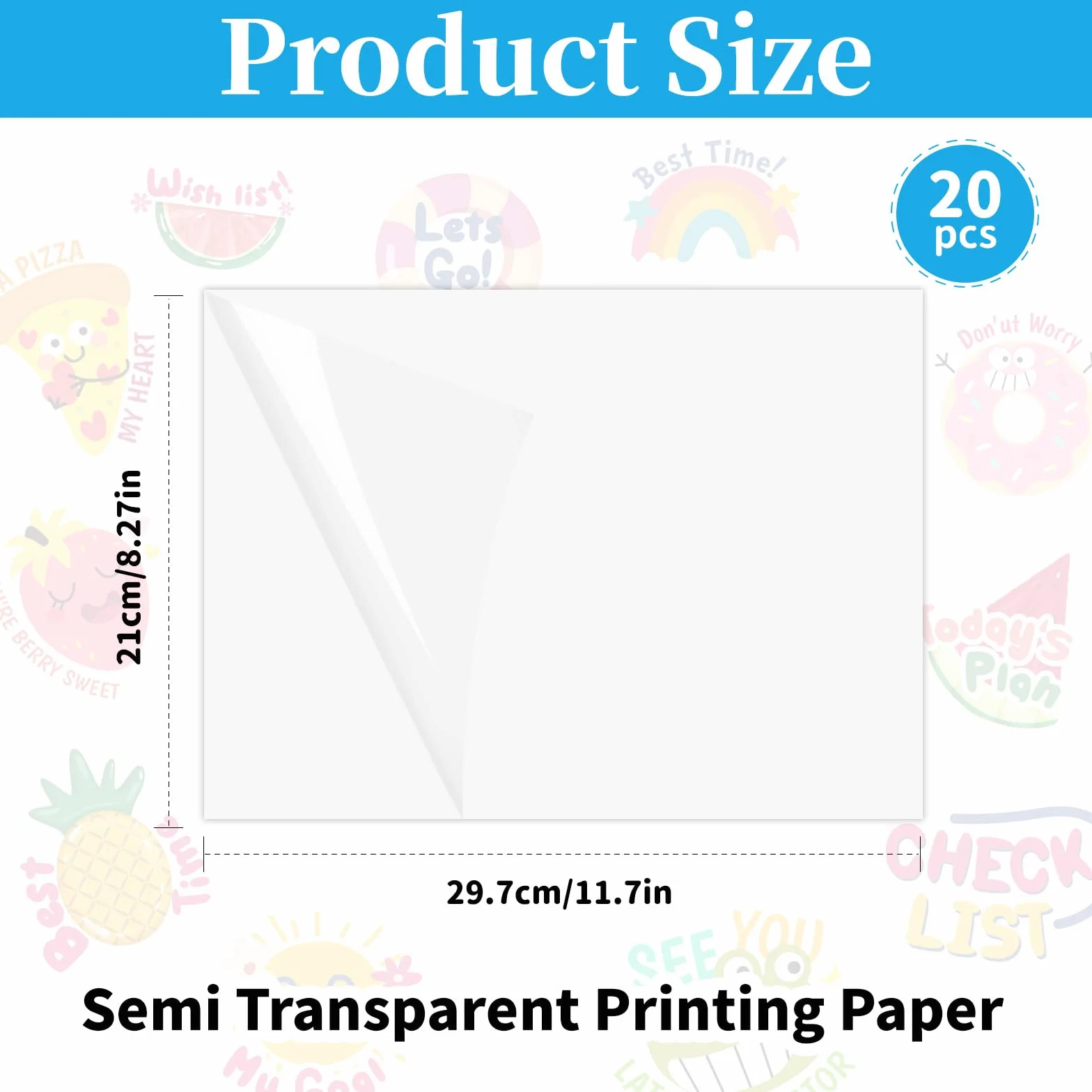 20 arkuszy papieru do naklejania do drukowania, A4, przezroczyste, wodoodporne naklejki winylowe, samoprzylepne folie winylowe, papier do drukarek atramentowych
