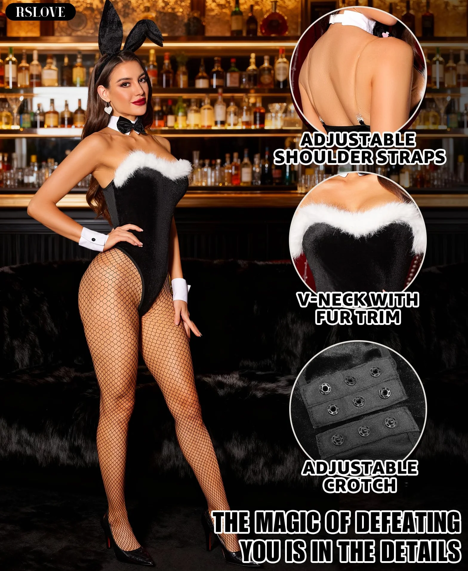RSLOVE Kostium na Halloween dla kobiet, kostium króliczka, przebranie Cosplay dla kobiet