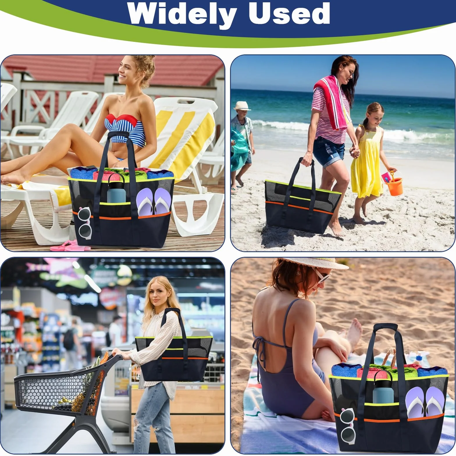 Duża torba plażowa z siateczki, z uszczelnieniem, torba kąpielowa do studia fitness, torba plażowa na podróż, zakupy i na co dzień, duża pojemność z wodoszczelnym etui na telefon komórkowy