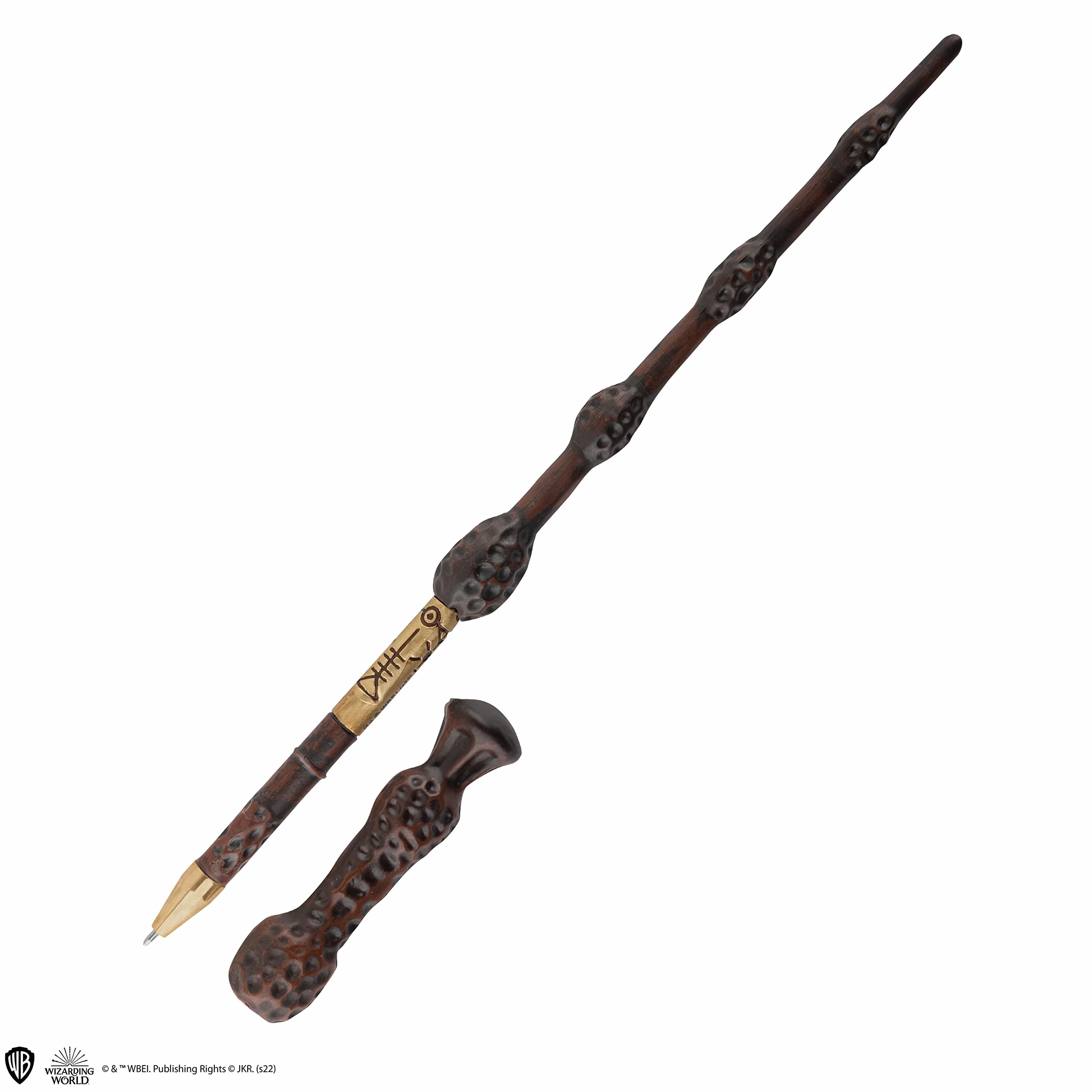 Cinereplicas Harry Potter - Magiczna różdżka Albus Dumbledore z podstawką i soczewkową zakładką - Oficjalna licencja
