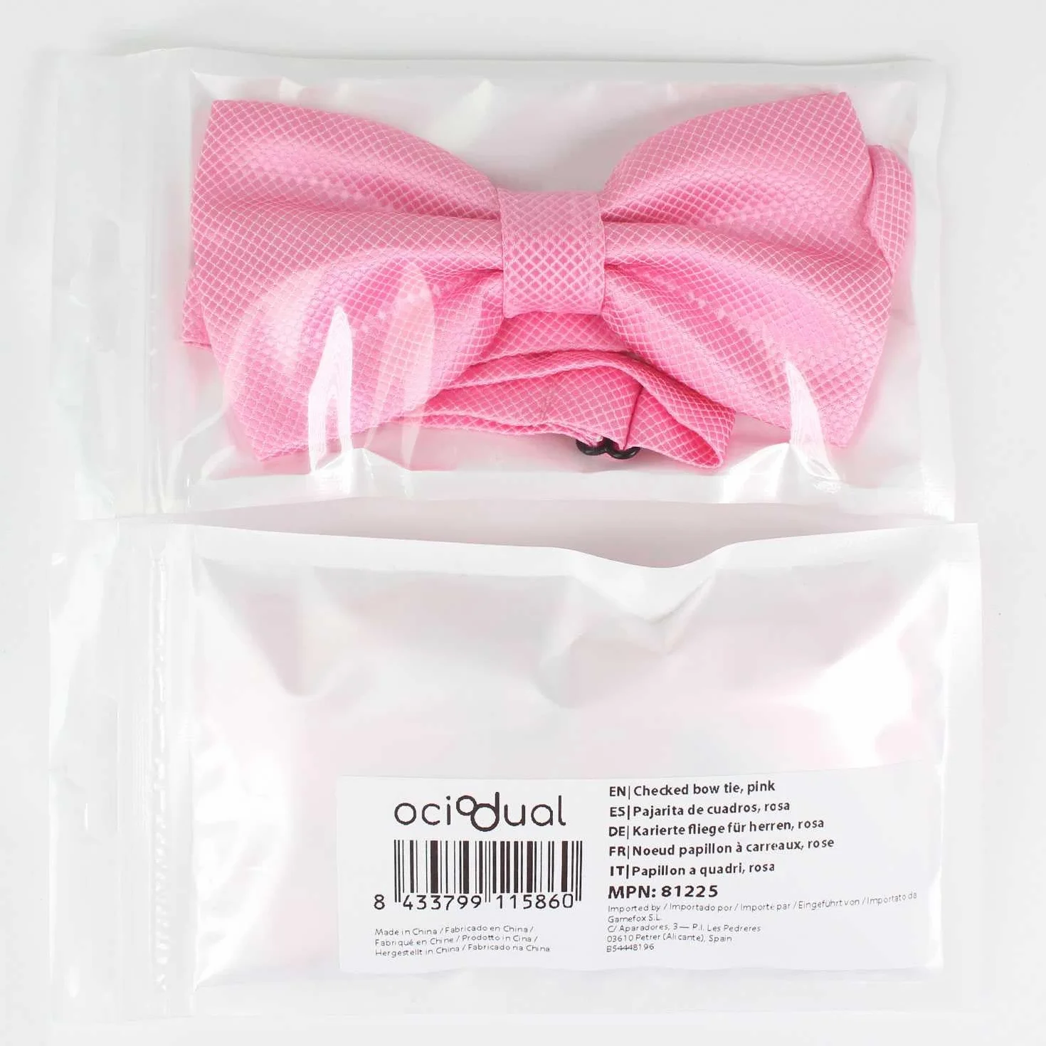 OcioDual Stylowa różowa muszka w kratę męska z regulowanym zapięciem na klips 12 cm x 6 cm, uroczystości, imprezy, praca, wesela i imprezy, Różowy, Taglia unica