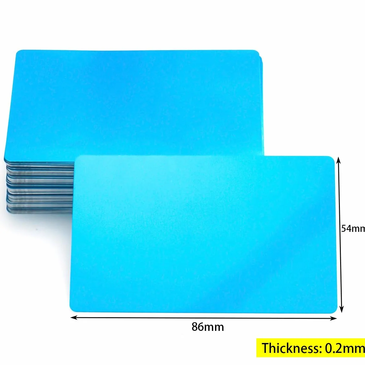 50 szt. metalowych wizytówek, puste wizytówki ze stopu aluminium, wizytówka do grawerowania laserowego, 0,22 mm/8,6 x 5,4 cm, do kart klientów biurowych, prezent DIY (niebieski)