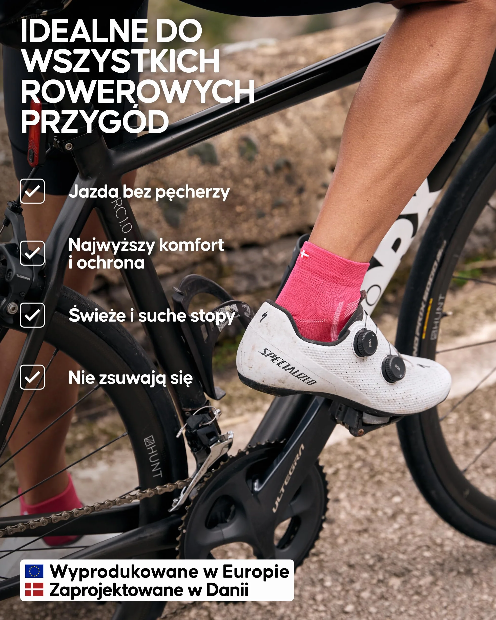 DANISH ENDURANCE Skarpety Kolarskie na Lato, Niskie Skarpety Rowerowe Szybkoschnące z Ochroną Przeciw Pęcherzom, Oddychające, dla Mężczyzn i Kobiet, Unisex, 3-Pak