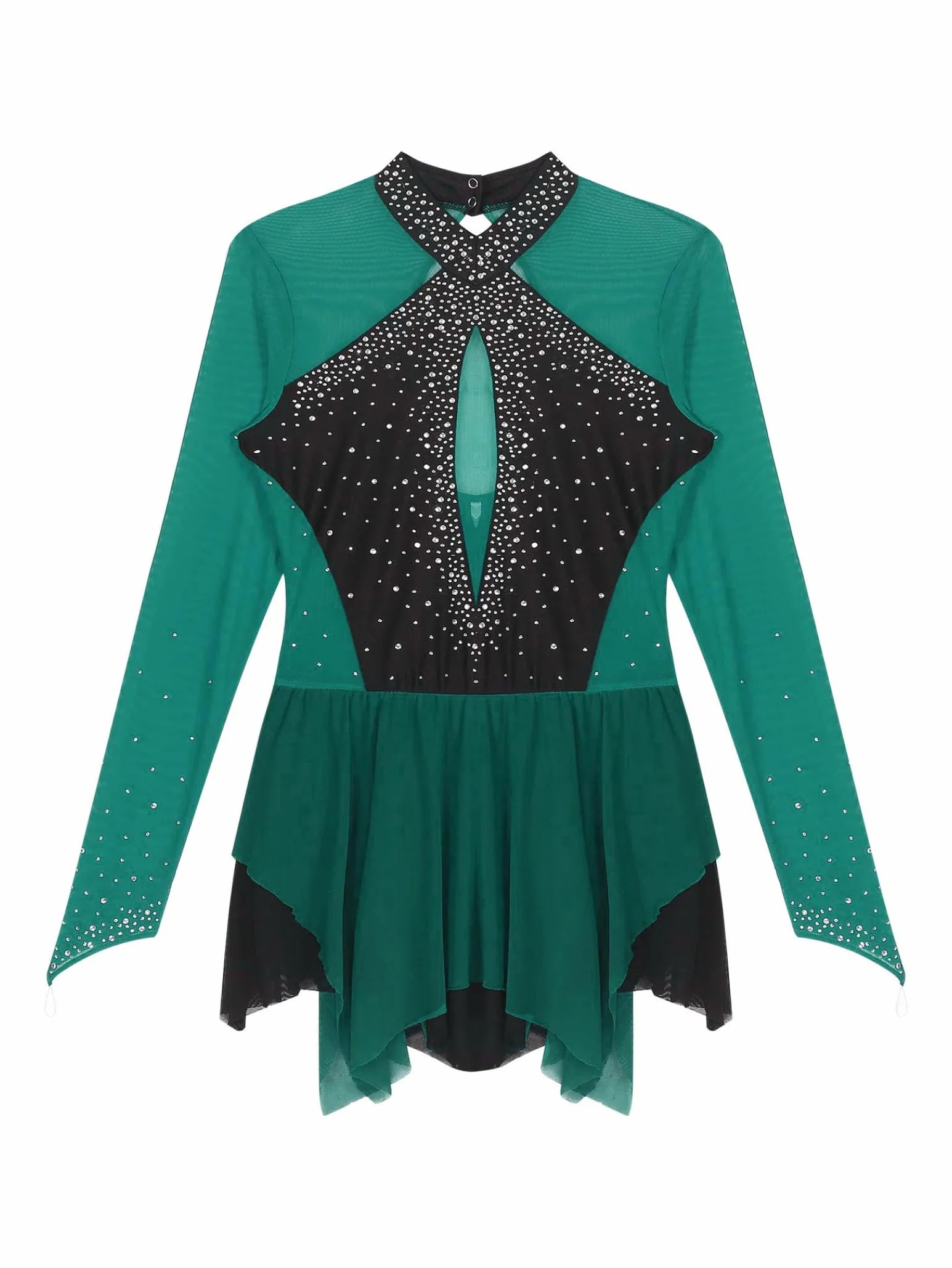 Cekiny Sukienka Łyżwiarstwo figurowe Długi rękaw Współczesny taniec Lyric Sukienka Rhinestone Trykot Trykot Taniec