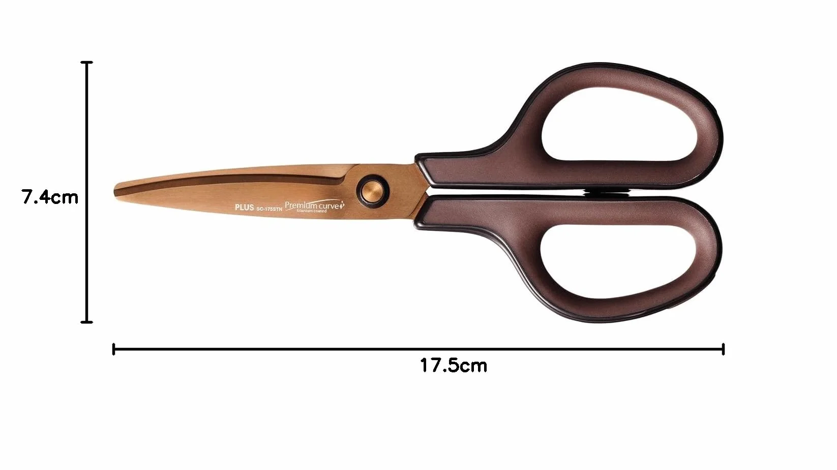 PLUS Japan, Fitcut Curve Premium tytanowa powłoka w kolorze brązowym, długość 17,5 cm