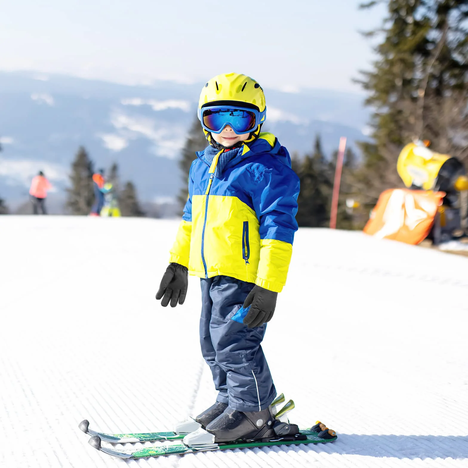 QKURT Dziecięce rękawice narciarskie, wodoodporne rękawice śniegowe, wiatroszczelne, ciepłe rękawiczki zimowe do sanek, snowboardu, jazdy na nartach, jazdy na deskorolce, dla chłopców i dziewczynek,