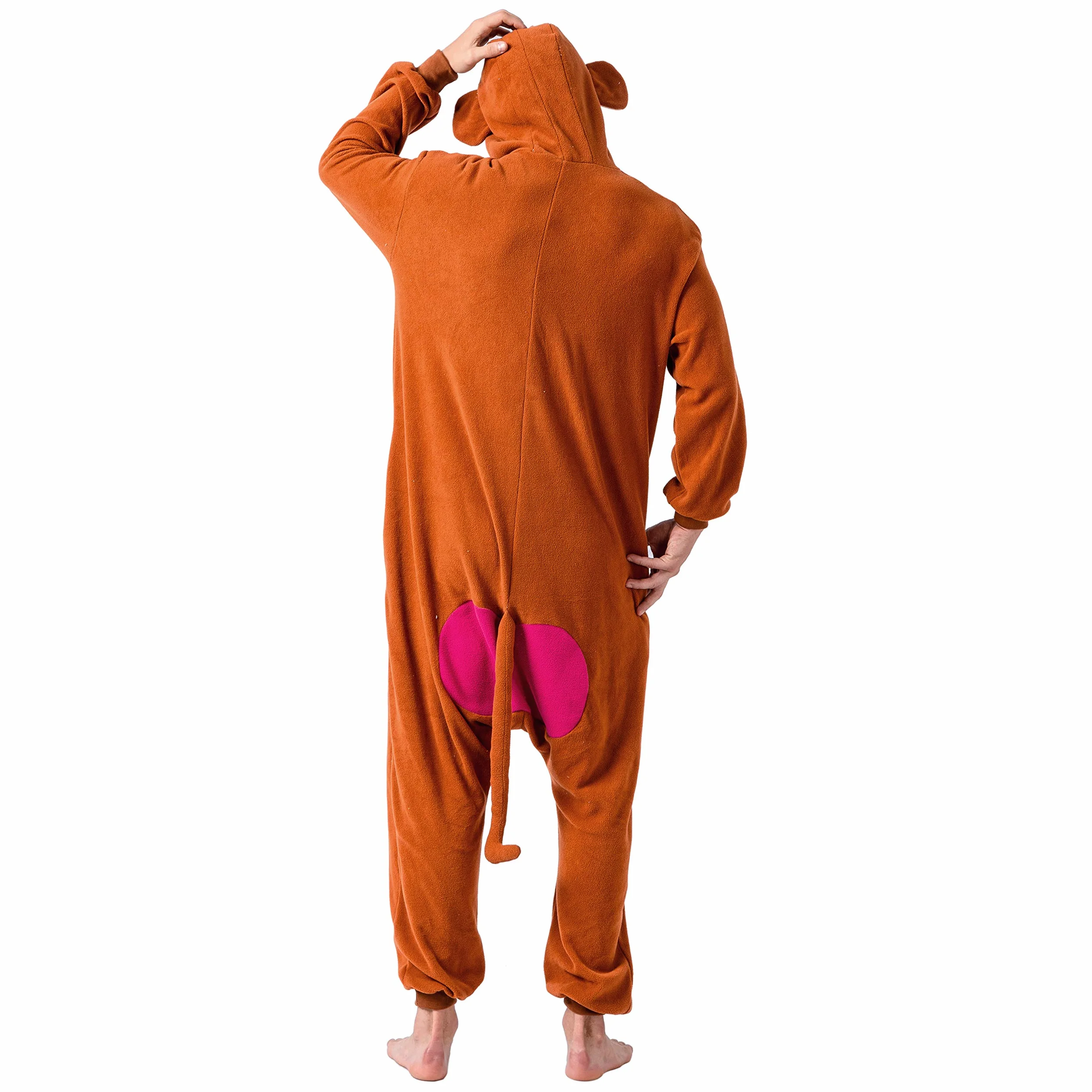 Spooktacular Creations Unisex piżama dla dorosłych, pluszowy kostium z ogonem kapelusza, do przebierania się, odgrywania ról, kostium na Halloween, rozmiar XL różowy