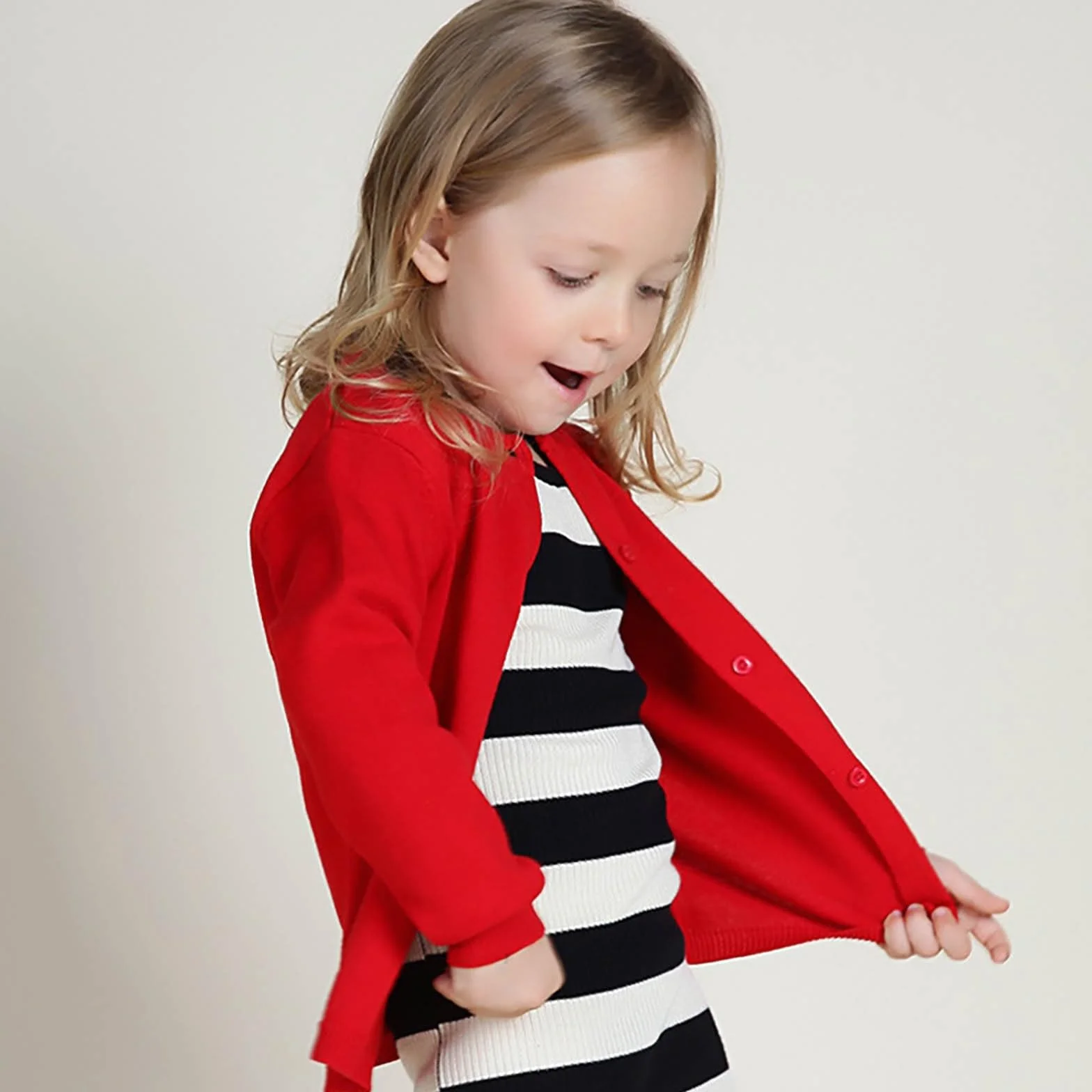 Dziewczęcy kardigan sweter zapinany na guziki okrągły dekolt odzież szkolna moda na co dzień z długim rękawem dzianinowe kardigany jesień zima odzież wierzchnia dla dzieci