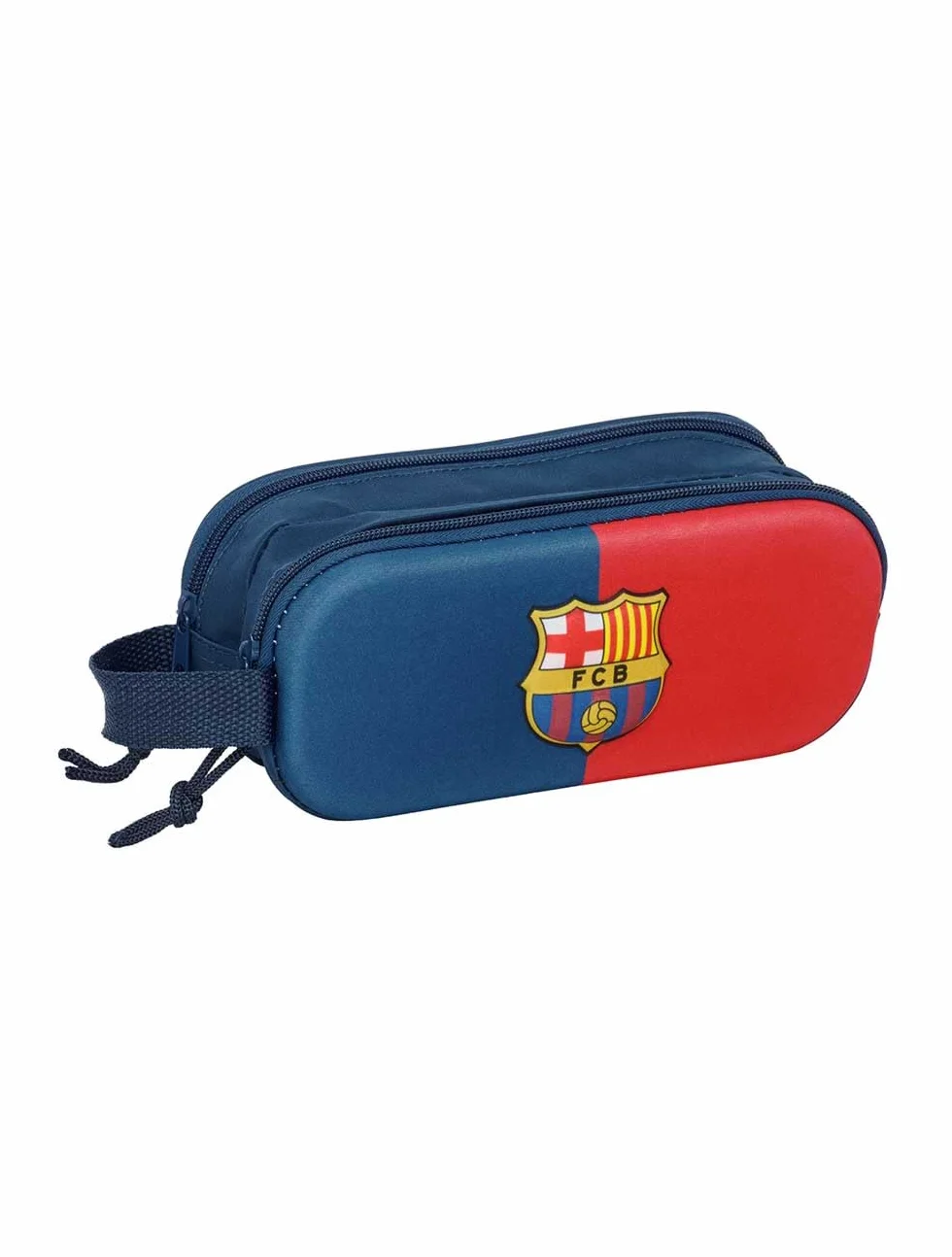 safta FC Barcelona podwójny piórnik 3D dla dzieci, idealny dla dzieci w wieku szkolnym, wygodny i wszechstronny, jakość i wytrzymałość, 21 x 6 x 8 cm, niebieski/granatowy, M, swobodny
