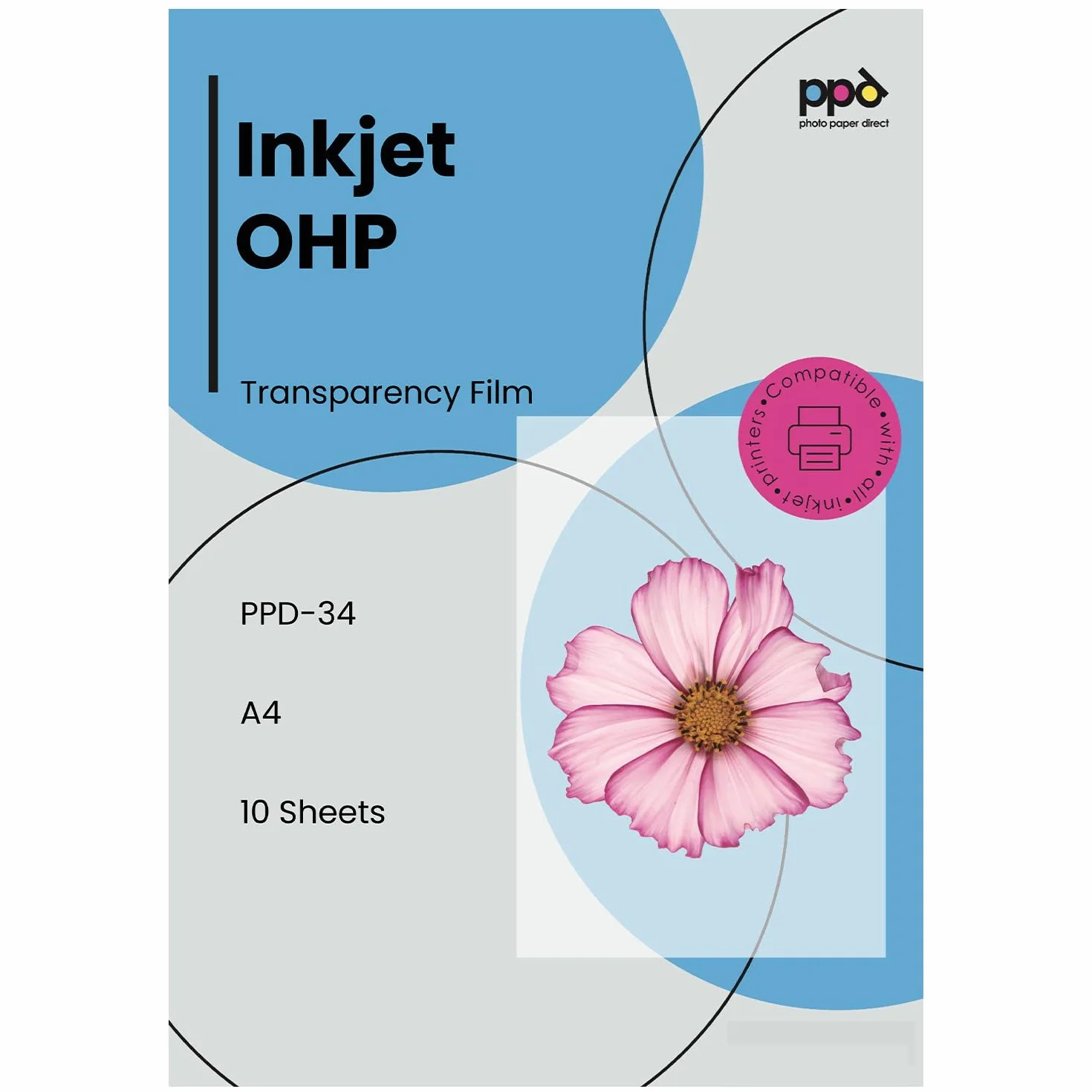 PPD A4 10 Przezroczystych Folii OHP do Rzutników Pisanek do Drukarek Atramentowych - PPD-34-10