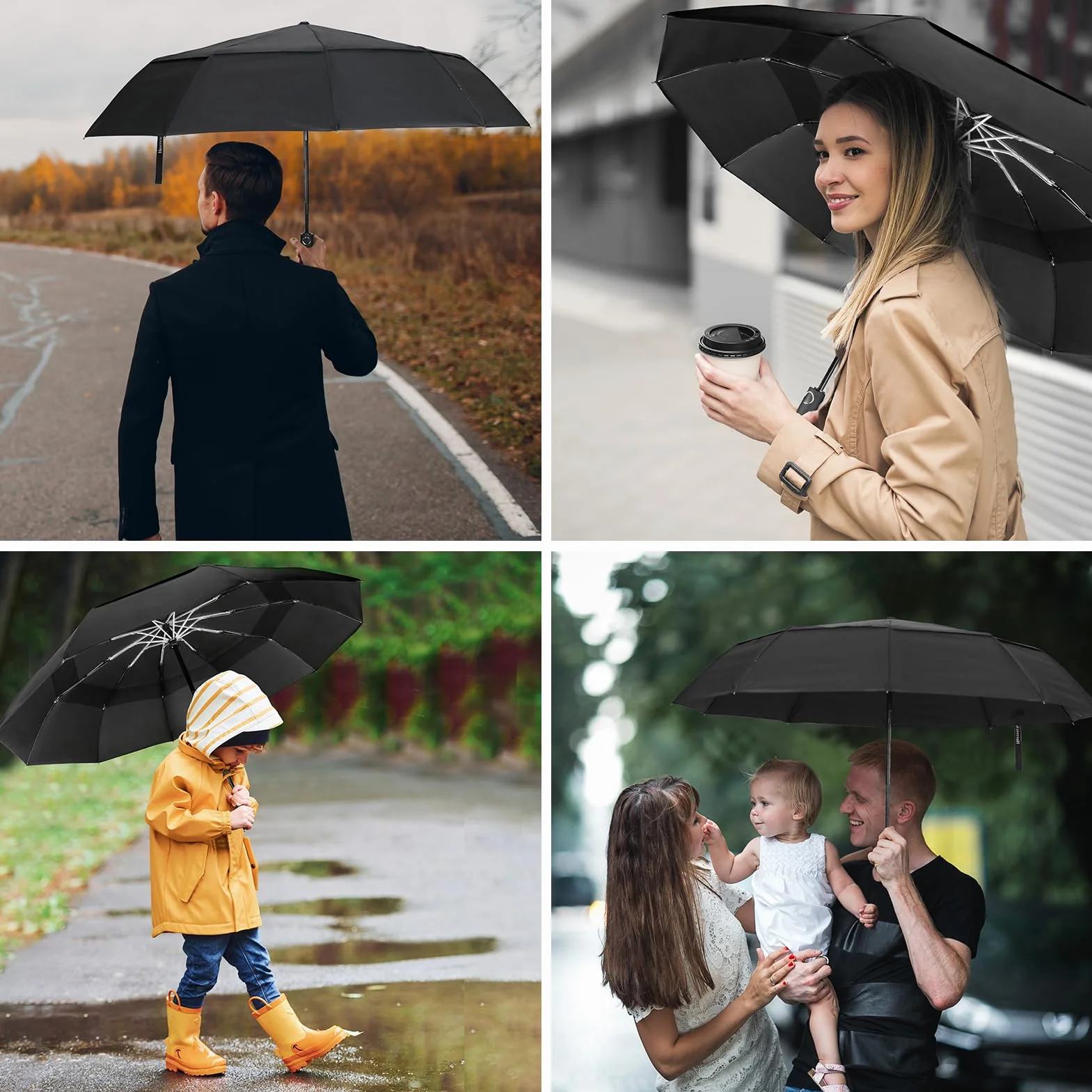 Parasol przeciwdeszczowy, odporny na burzę, duży – wiatroszczelny stojak, lekki parasol podróżny, składany, kompaktowy parasol golfowy dla mężczyzn/kobiet/dzieci/osób starszych