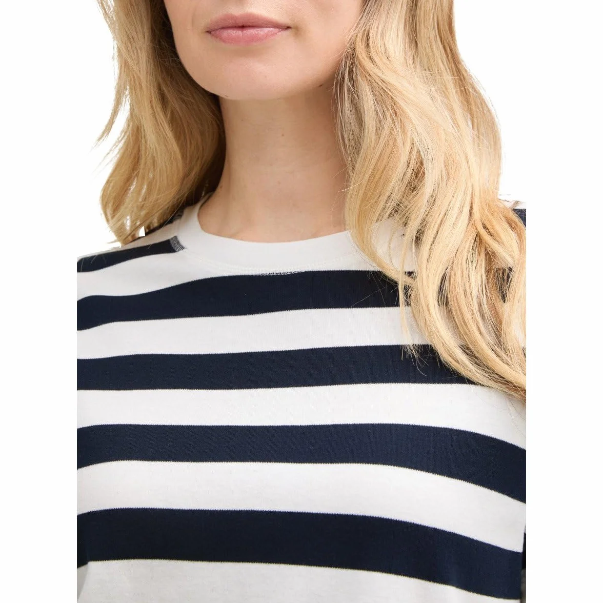TOM TAILOR T-shirt damski, 37734 - Navy Offwhite Block Stripe, L