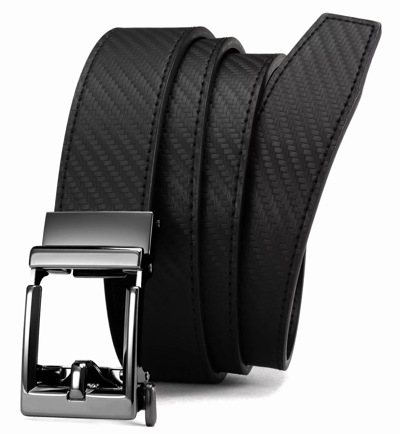 CHAOREN Automatyczny pasek męski, skórzany pasek z grzechotką, bez otworów, do biznesu, swobodny garnitur 35 mm, z szybkim zapięciem, pasek Buckley Belt, męski rozmiar dopasowany
