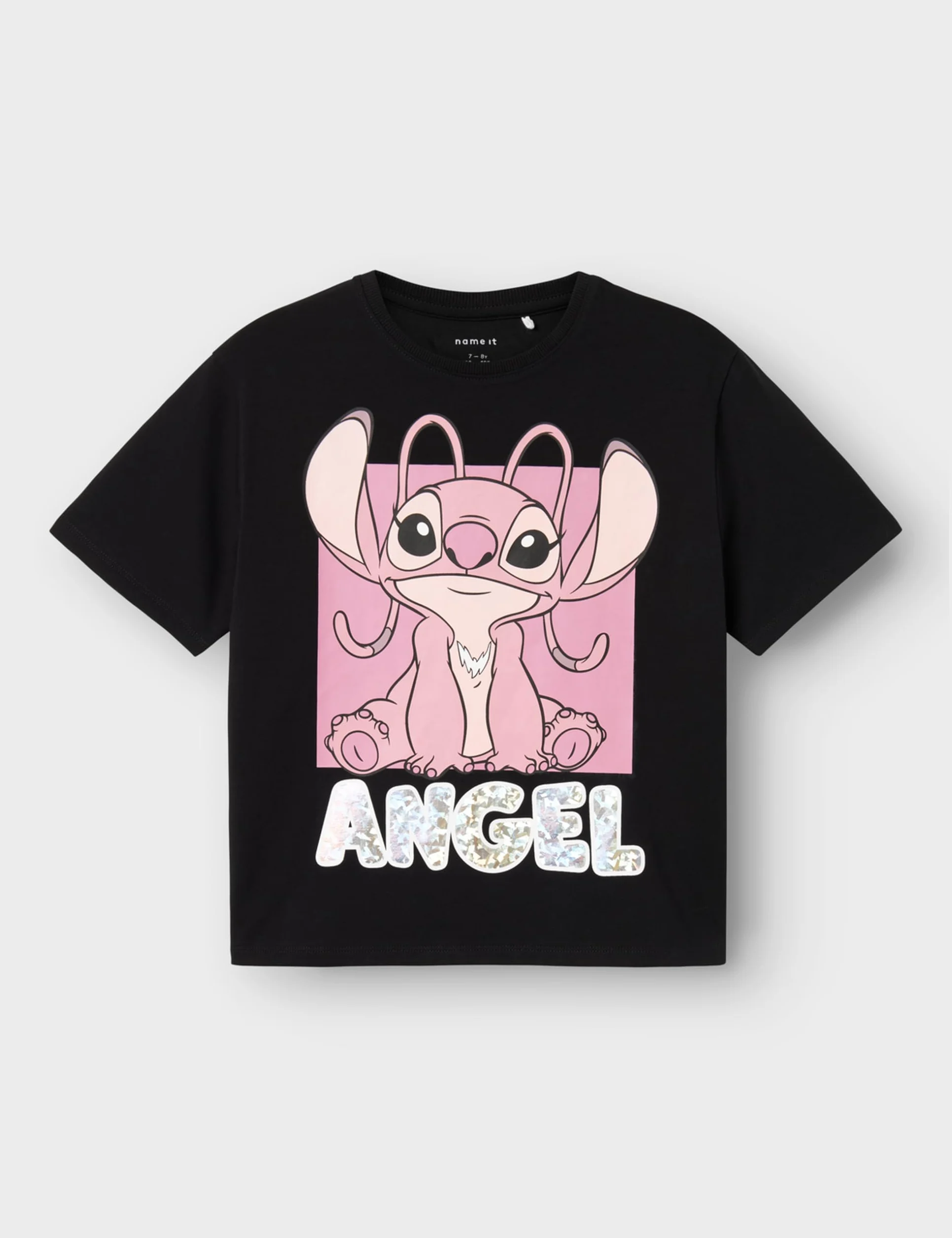 NAME IT Dziewczęca Nkfnyri Stitch Ss Nreg Top Box Wdi T-Shirt, czarny, 116