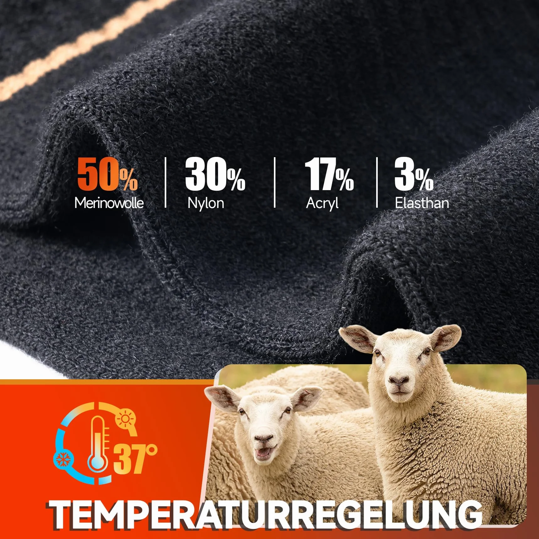Alaplus Merino Socks Wełniane skarpety outdoorowe i trekkingowe, profesjonalne skarpety turystyczne z wełny merynosów, skarpety sportowe, 3 pary