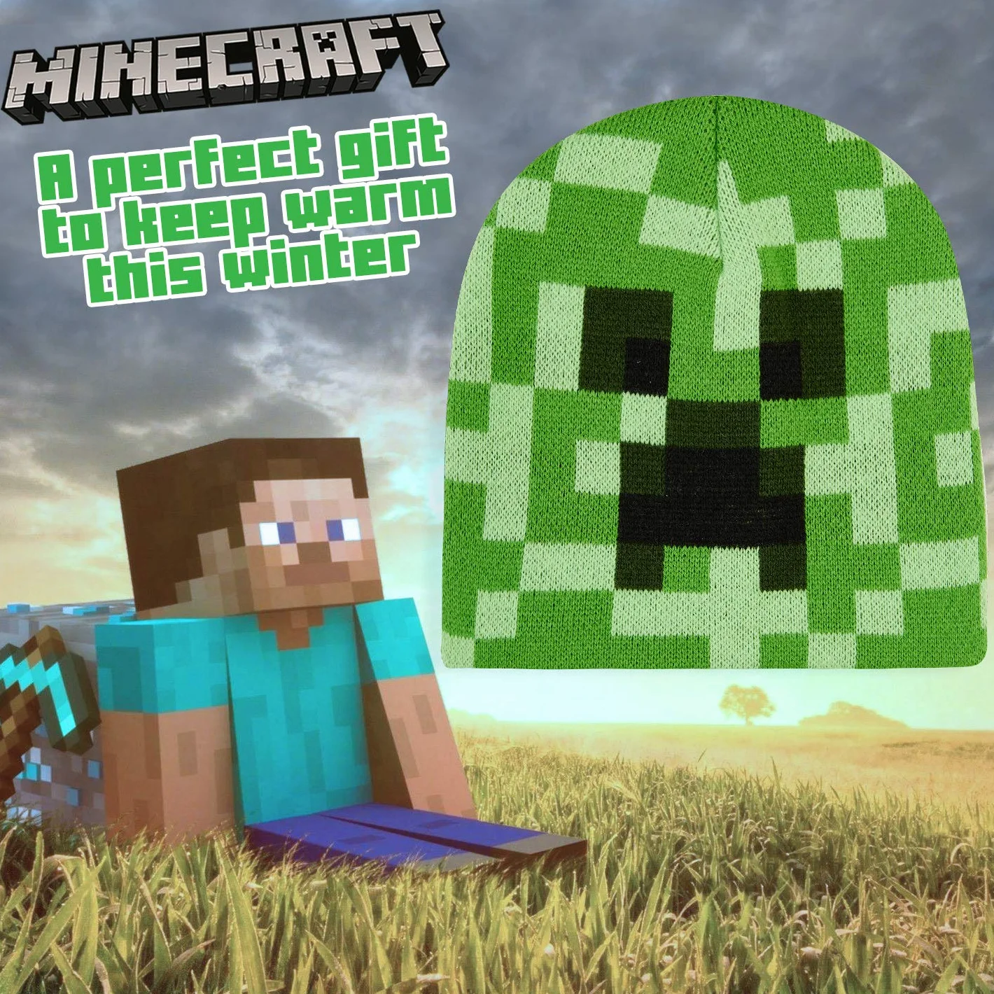 Minecraft Creeper dzianinowa czapka beanie dla chłopców dziewcząt mężczyzn kobiet