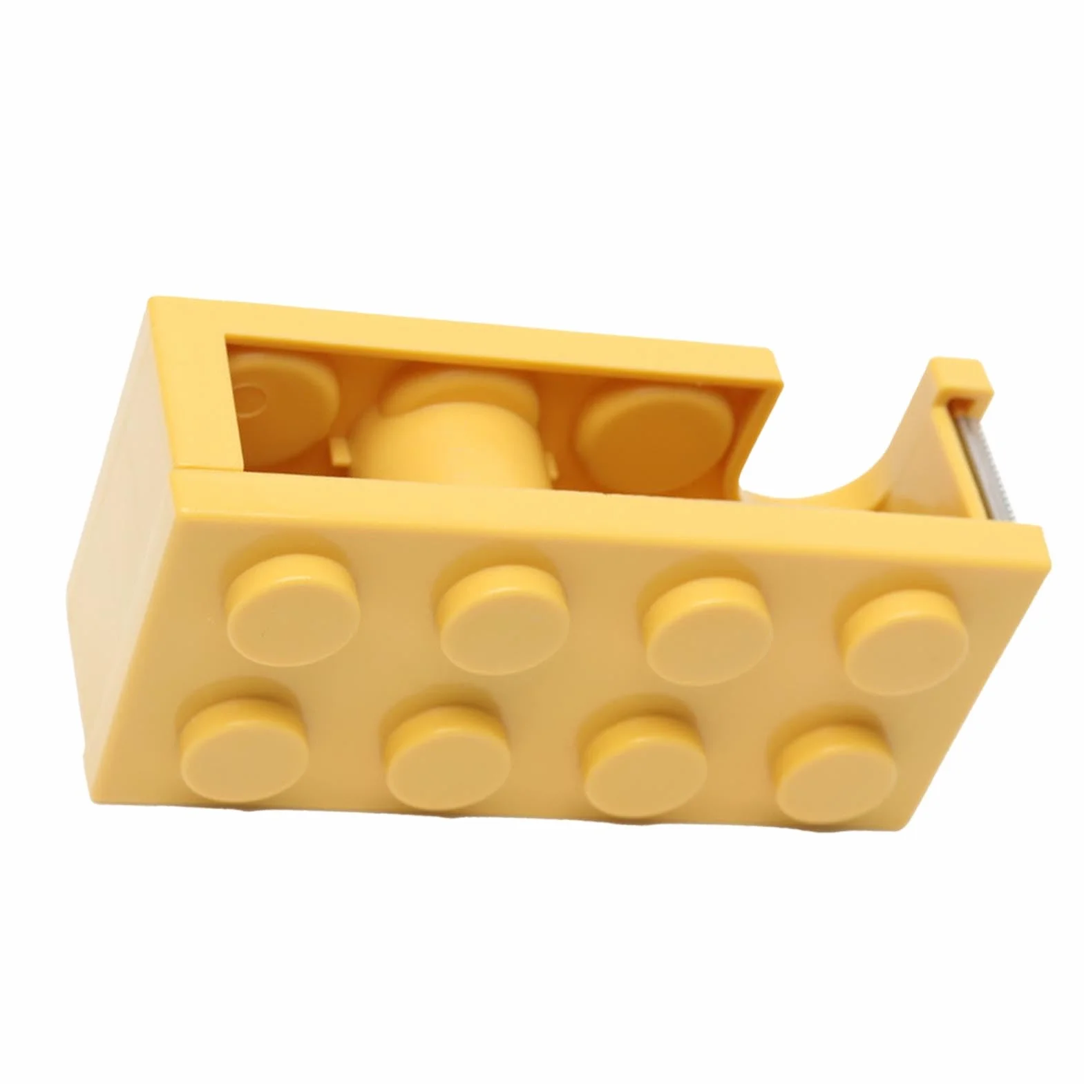 Generic Uchwyt na taśmę biurkową, Wygodny, łatwy do Cięcia, Stylowy Dozownik Taśmy na Biurko w Kształcie Klocków, Trwały do ​​szkoły (YELLOW)