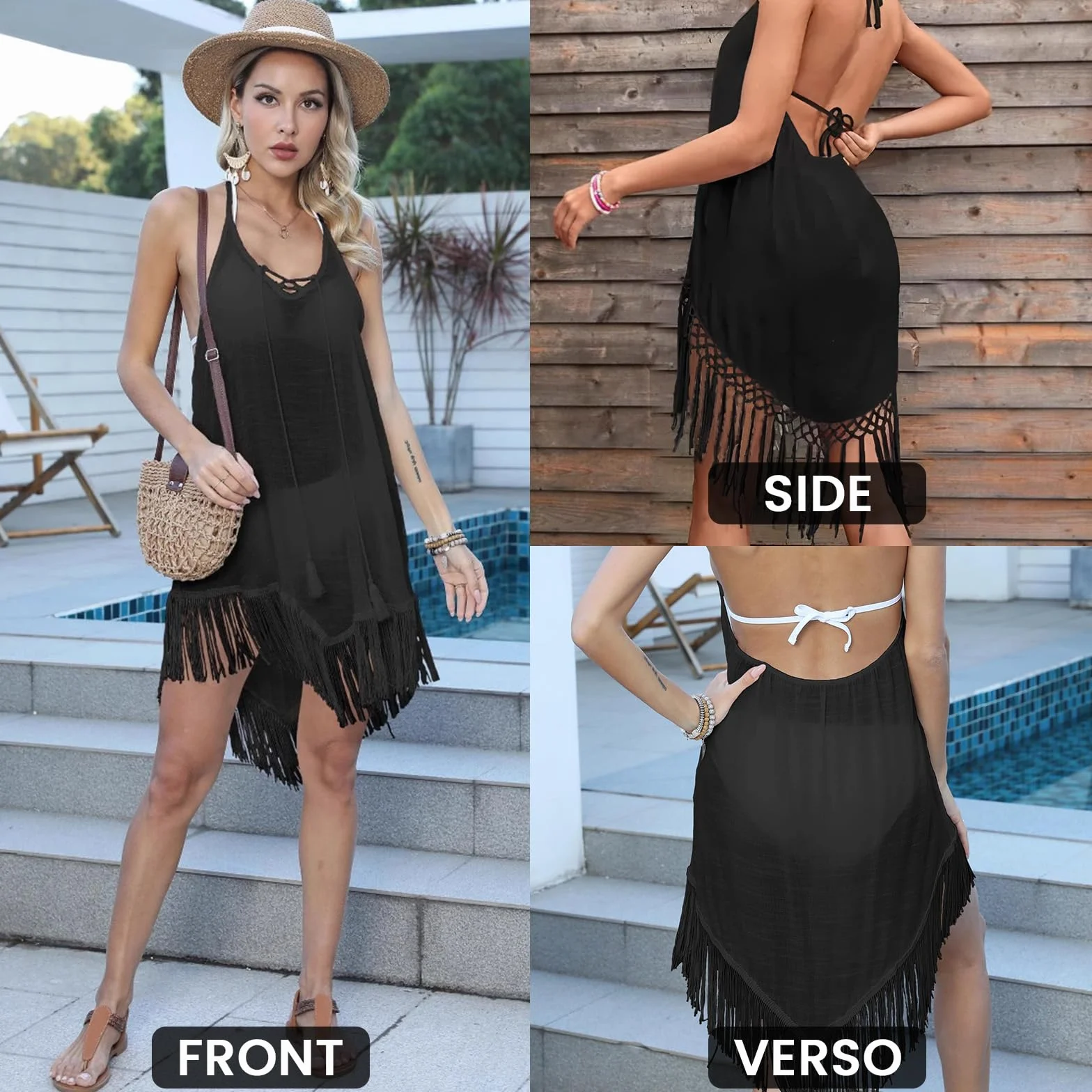 Damska sukienka plażowa na lato, bikini, kostium kąpielowy, sukienka plażowa, boho, na lato, plażę, basen, średni rozmiar