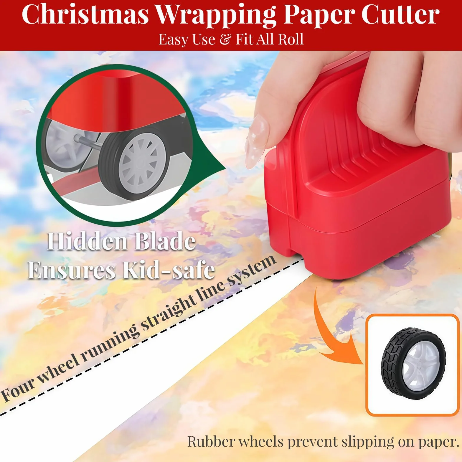 Yamobi Nożyczki do papieru prezentowego na Boże Narodzenie - zestaw 2 sztuk, nożyce do papieru prezentowego do pakowania prezentów, urodziny, święta, materiały do pakowania