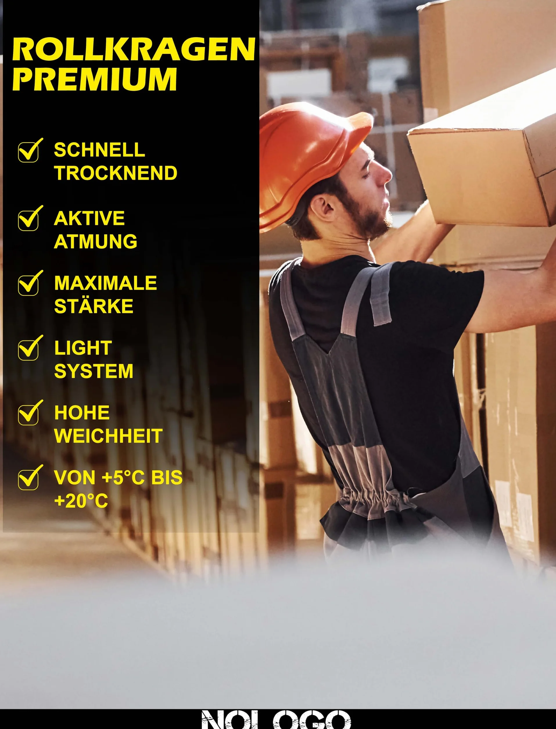 NOLOGO Work Termiczna Lupetto Mężczyźni - Sportowa Bielizna Termiczna Stretch i Oddychająca, Odzież Termiczna, Bezszwowa Koszulka Termiczna - Made in Italy