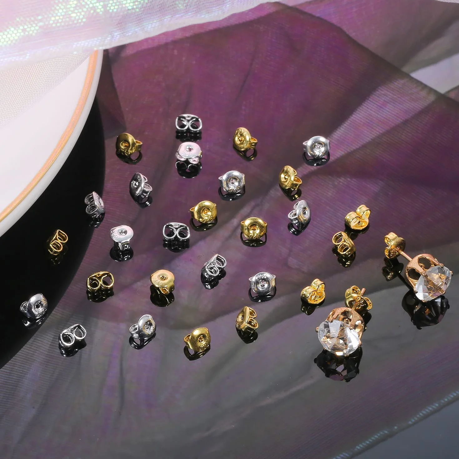 28 Szt. Earring Back, Wymiana 14 Par Kolczyki Plecy Srebrne 14 Par Kolczyki zlote Kolczyki w Ksztalcie Motyla Tyl do Cwieków Blokowanie do Kolczyków Kolczyki (Zloto, Srebro)