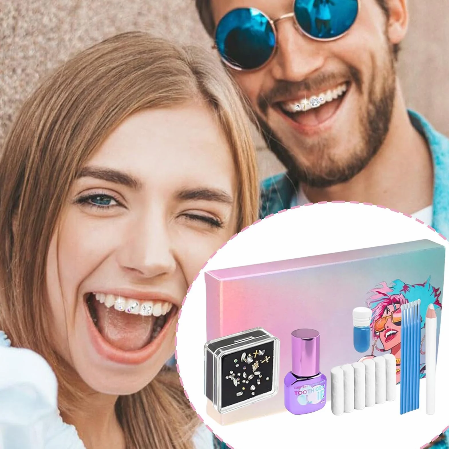 Teeth Gems - zestaw klejnotów zębowych | zestaw sztucznych kryształowych kamieni zębowych | zestaw biżuterii do zębów | długotrwałe ozdoby z klejnotami zębów | zestaw klejnotów zębów dla