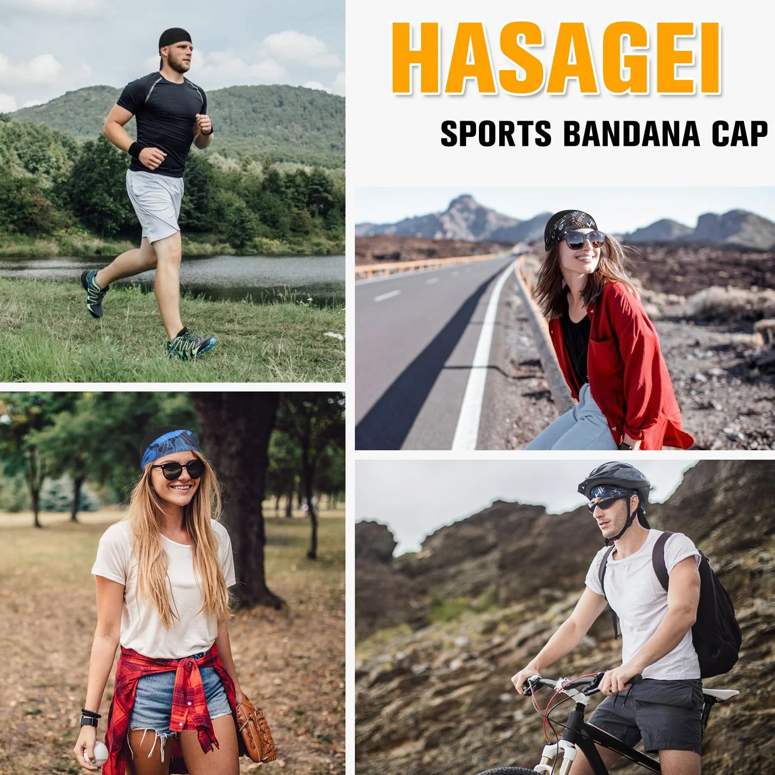 HASAGEI Bandana męska i damska, oddychająca chusta na głowę, sportowa bandana, czapka do biegania, szybkoschnąca, chusta pod kask rowerowy, na lato, chusta na głowę, czapka rowerowa