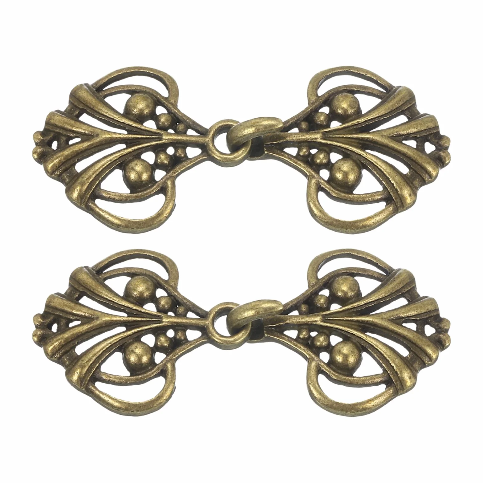 QUARKZMAN Broszka do peleryny, 2 pary haczyków i oczu, vintage zamki do warstw, swetrów, szalowych kołnierzyków i kardiganów (brązowa), 54 x 24mm