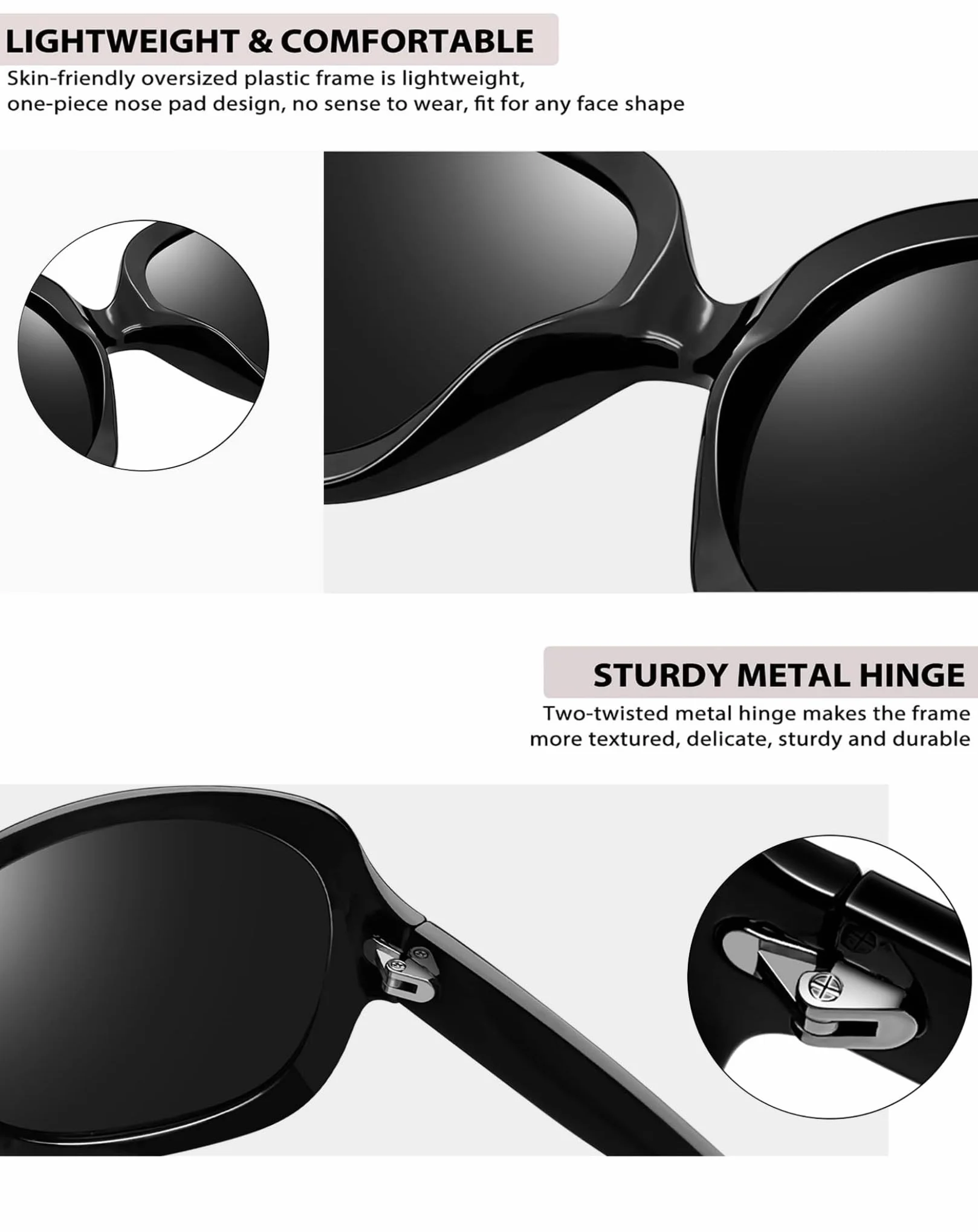 Joopin Oversized Polaryzacyjne Okulary dla Kobiet, Ochrona UV400 Vintage Moda Duże Ramki Damskie Okulary Przeciwsłoneczne