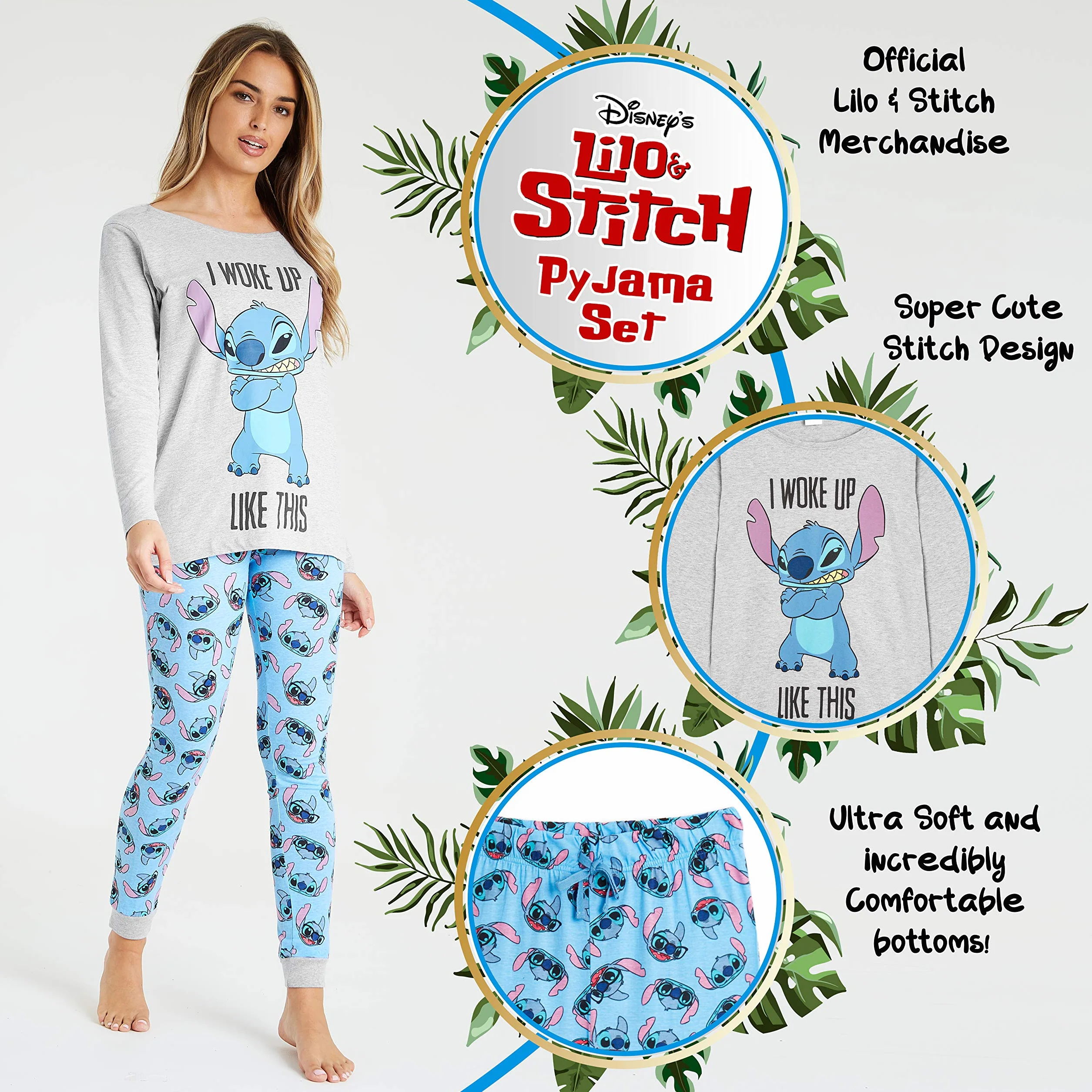 Disney Piżama damska - Piżama Stitch Piżama Damska bawełna S-2XL Stitch Gadżet Prezent
