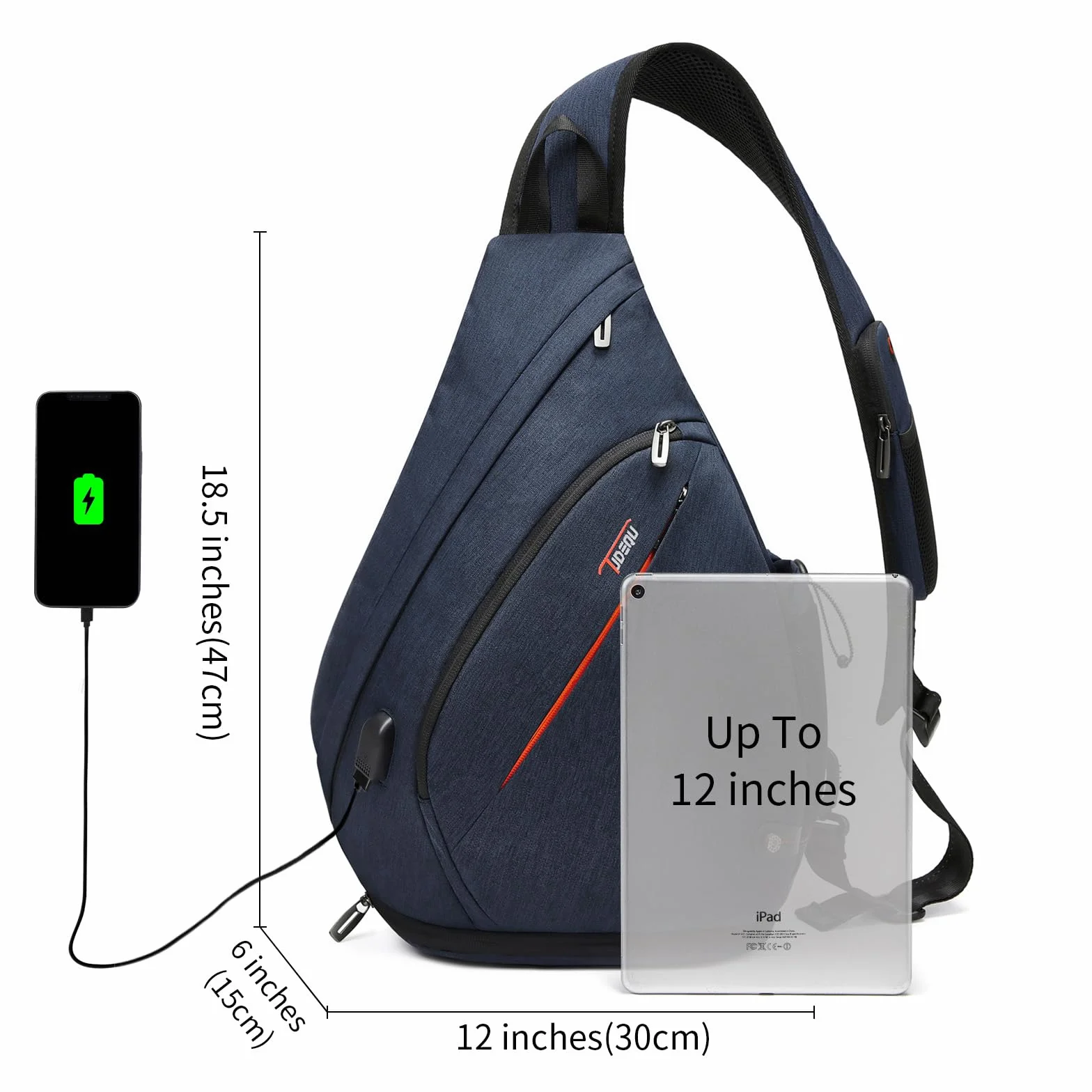 TUDEQU Torby na ramię dla mężczyzn, 8 kieszeni plecak na jedno ramię duży 19 l, crossbody, pojedynczy pasek, czarny, podróże, wędrówki, kobiety, 8-ciemnoniebieski, L, Plecak turystyczny