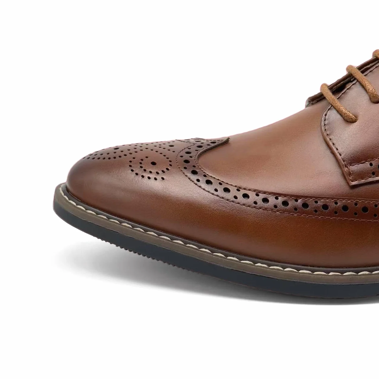 Finishing & Sewing Męskie buty ze szpicem skrzydłowym, klasyczny styl Brogue, sznurowane buty Oxford