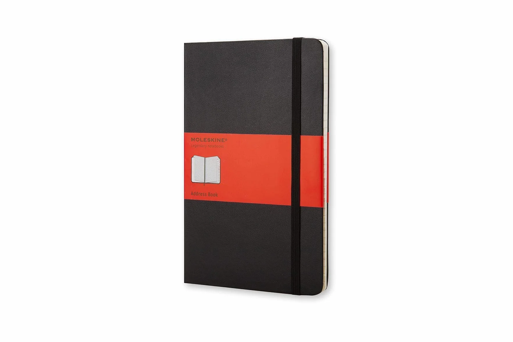 Moleskine. Adress-book: Pocket Size. Liniert mit alphabetischen Register. Mit Falttasche für Notizen. Gummiband-Verschluß