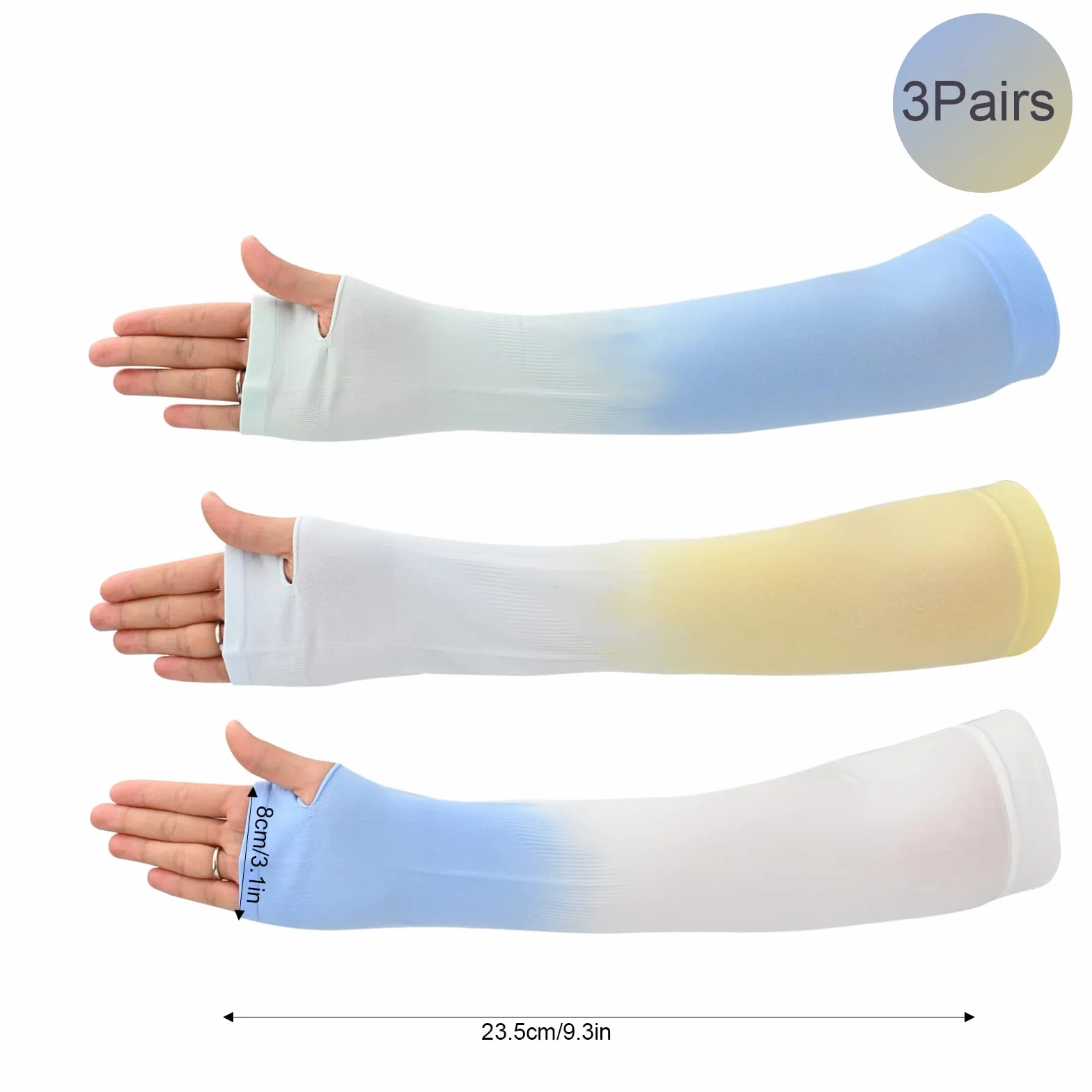 3 pary rękawy na ramiona ochrona UV rękaw chłodzący gradient lato osłona przeciwsłoneczna ramiona pokrywa kobiety mężczyźni unisex ramiona kompresyjne rękawy do jazdy na rowerze bieganie