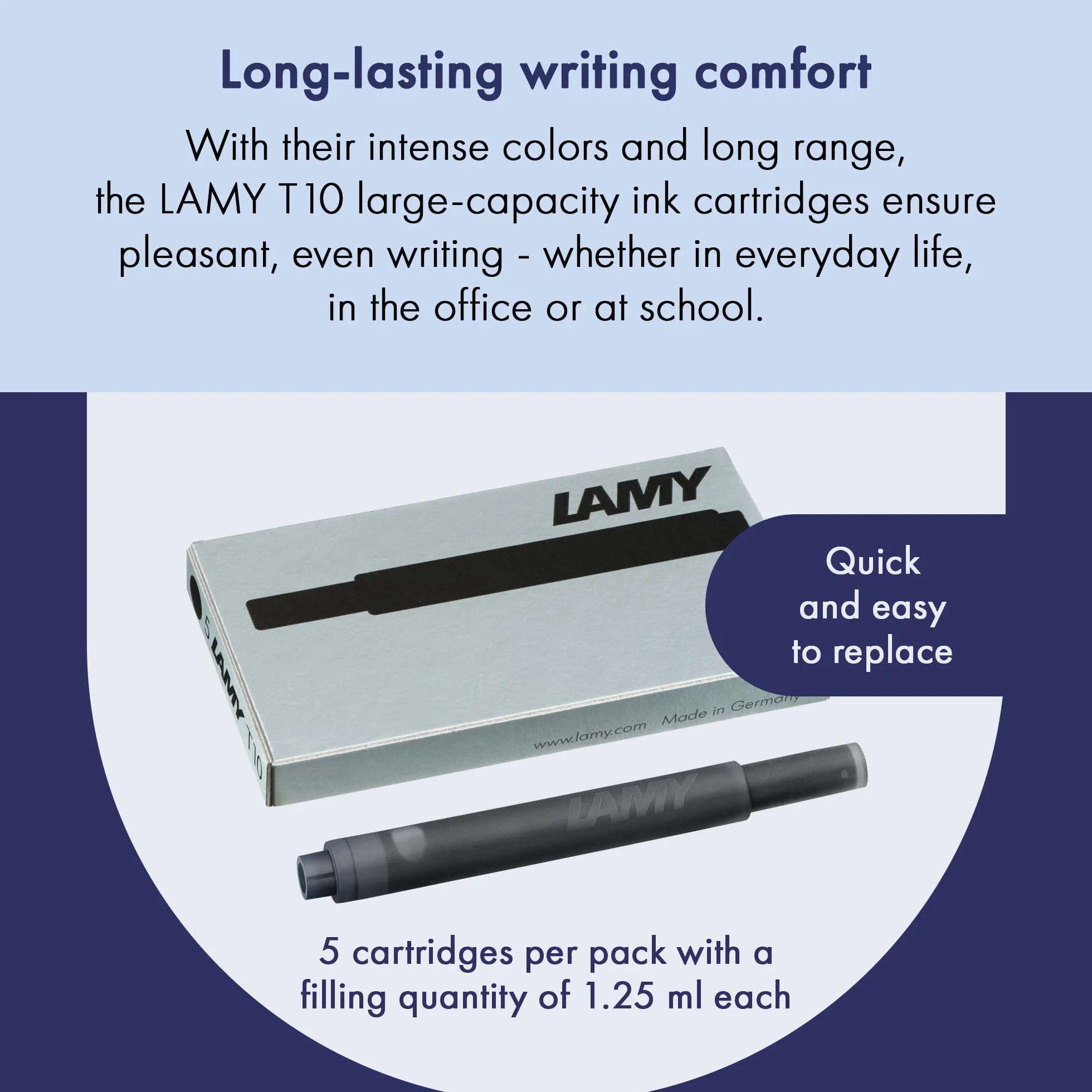 Lamy T10 LT10BKB Wkład Atramentowy, Czarny, 1,25 ml, 5 Sztuk