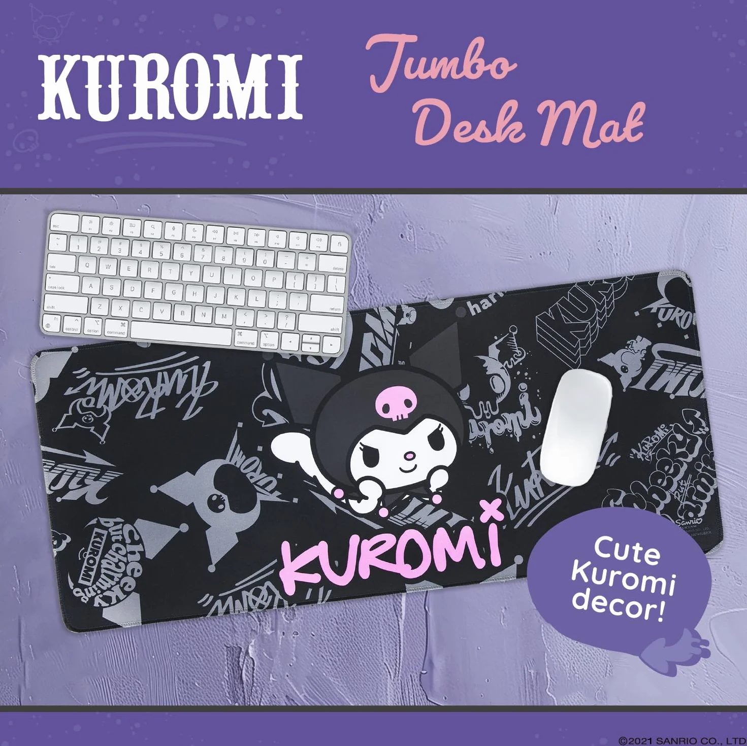 Hello Kitty Jumbo Kuromi podkładka na biurko, duża podkładka pod mysz na biurko, kawaii, dekoracja na biurko, uroczy Hello Kitty, 70 x 30 cm