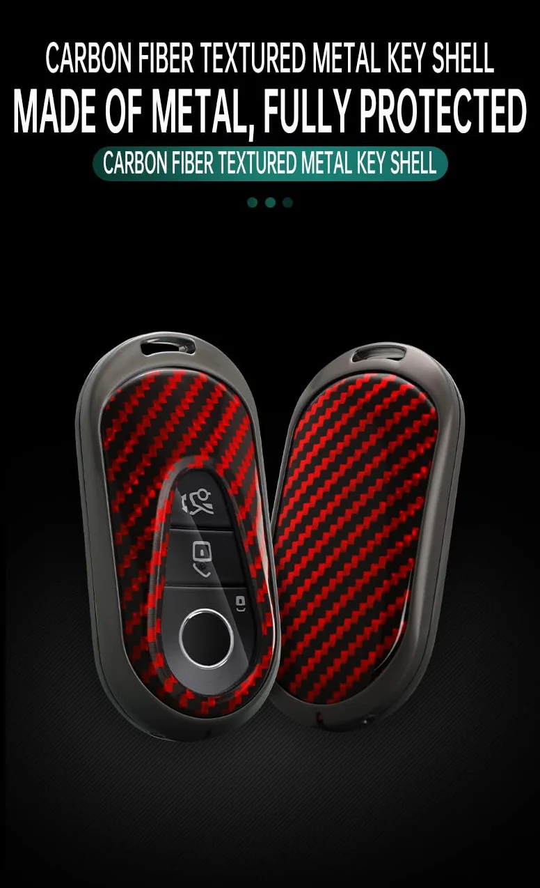 Keyless etui na kluczyki samochodowe pasuje do Benz klasy C W206, etui ochronne z włókna węglowego, etui na klucze do Mercedesa klasy S W223, S450, C200, S350L, do Maybach S480, S580, z hakiem