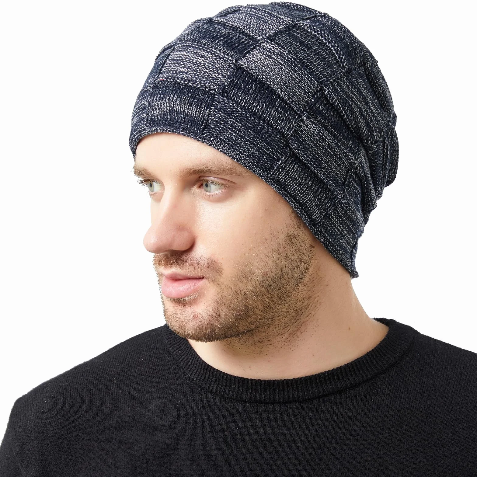 Decorie Męska czapka zimowa beanie, czapka z dzianiny, rękawiczki zimowe i szalik, zestaw z polarem, ciepła chusta na szyję, szal typu loop, szal do ekranu dotykowego, rękawiczki termiczne ocieplające